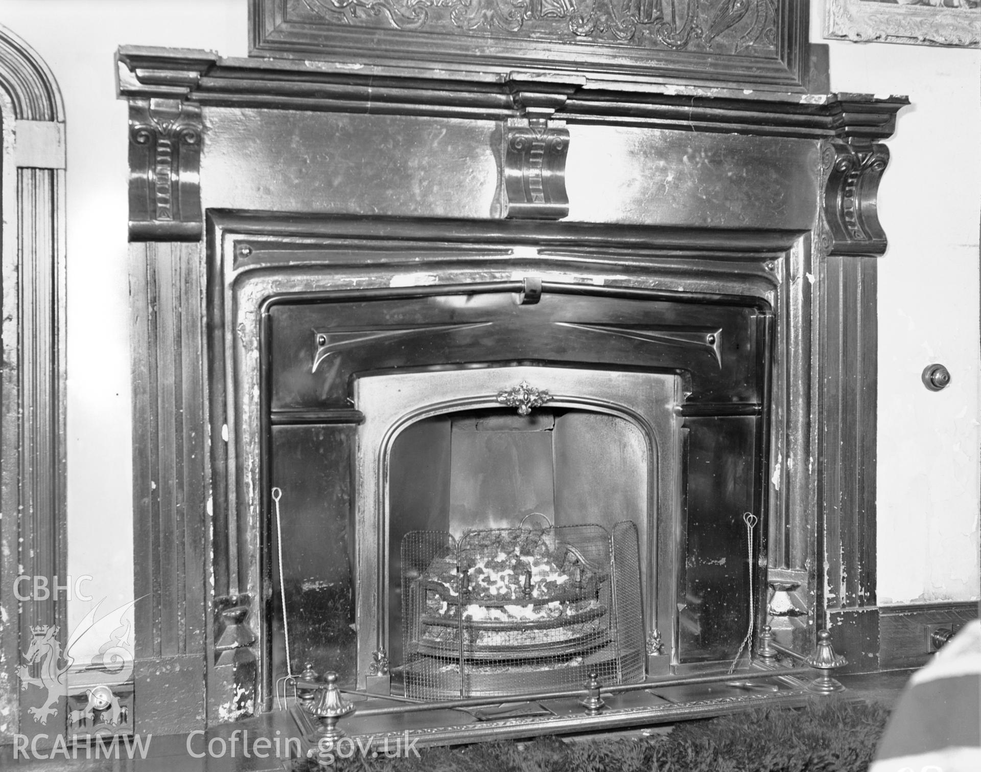 Fireplace in the dining room.