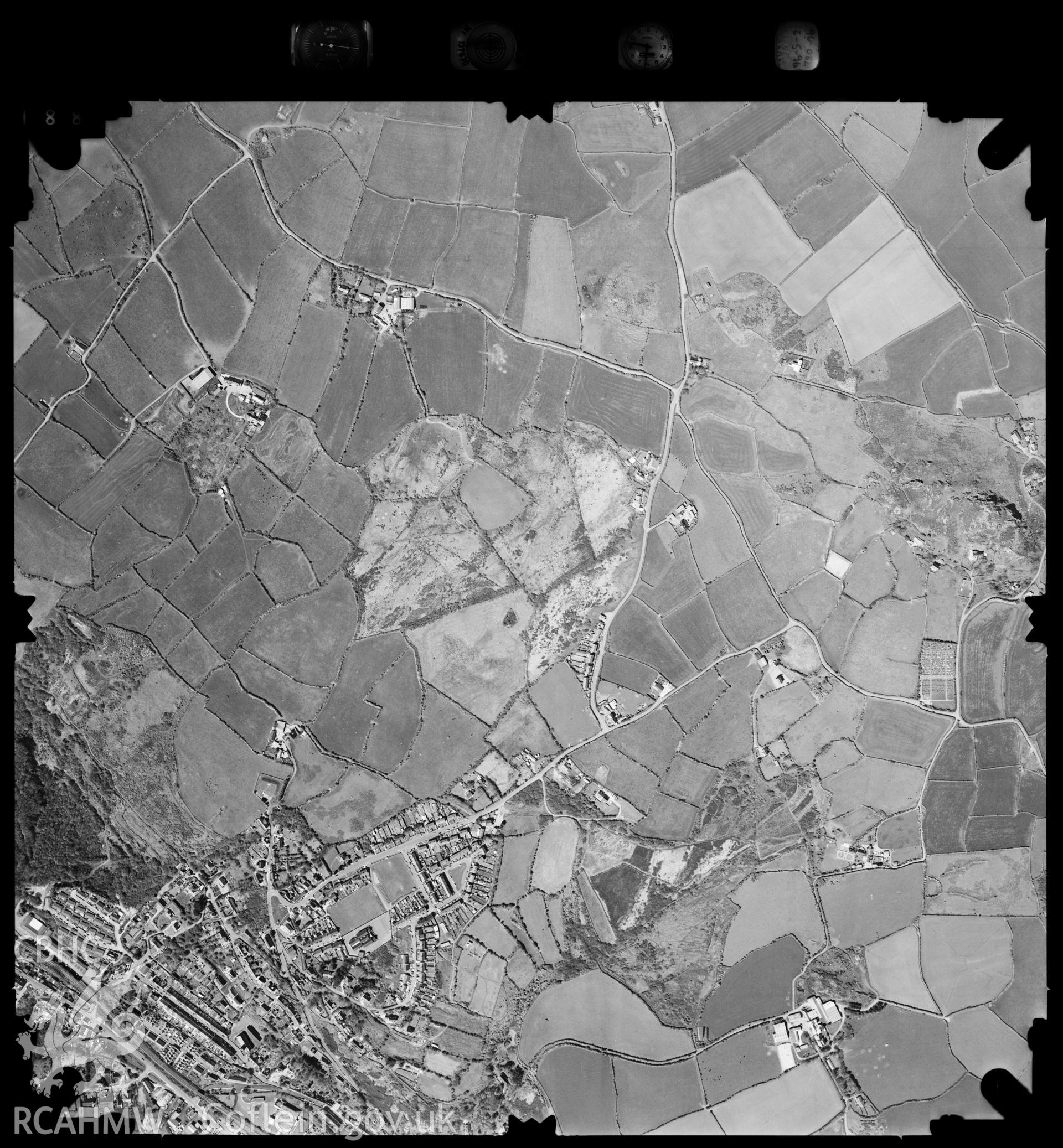 Digitized copy of an aerial photograph showing the Fishguard area,  taken by Ordnance Survey, 1996