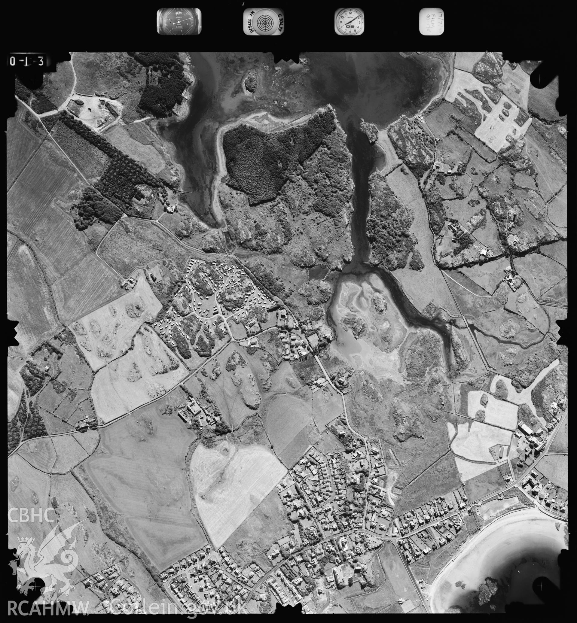 Digitized copy of an aerial photograph showing the area around Trearddur Bay, taken by Ordnance Survey, 1990.