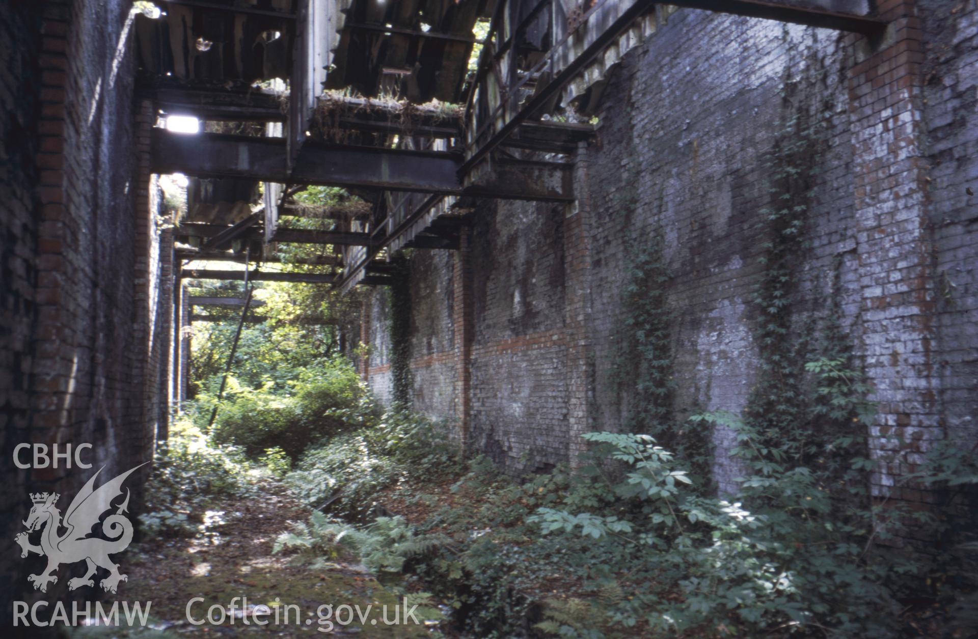 Colour slide of Hafod Copperworks Locomotive Shed: showing the interior, looking north-west.