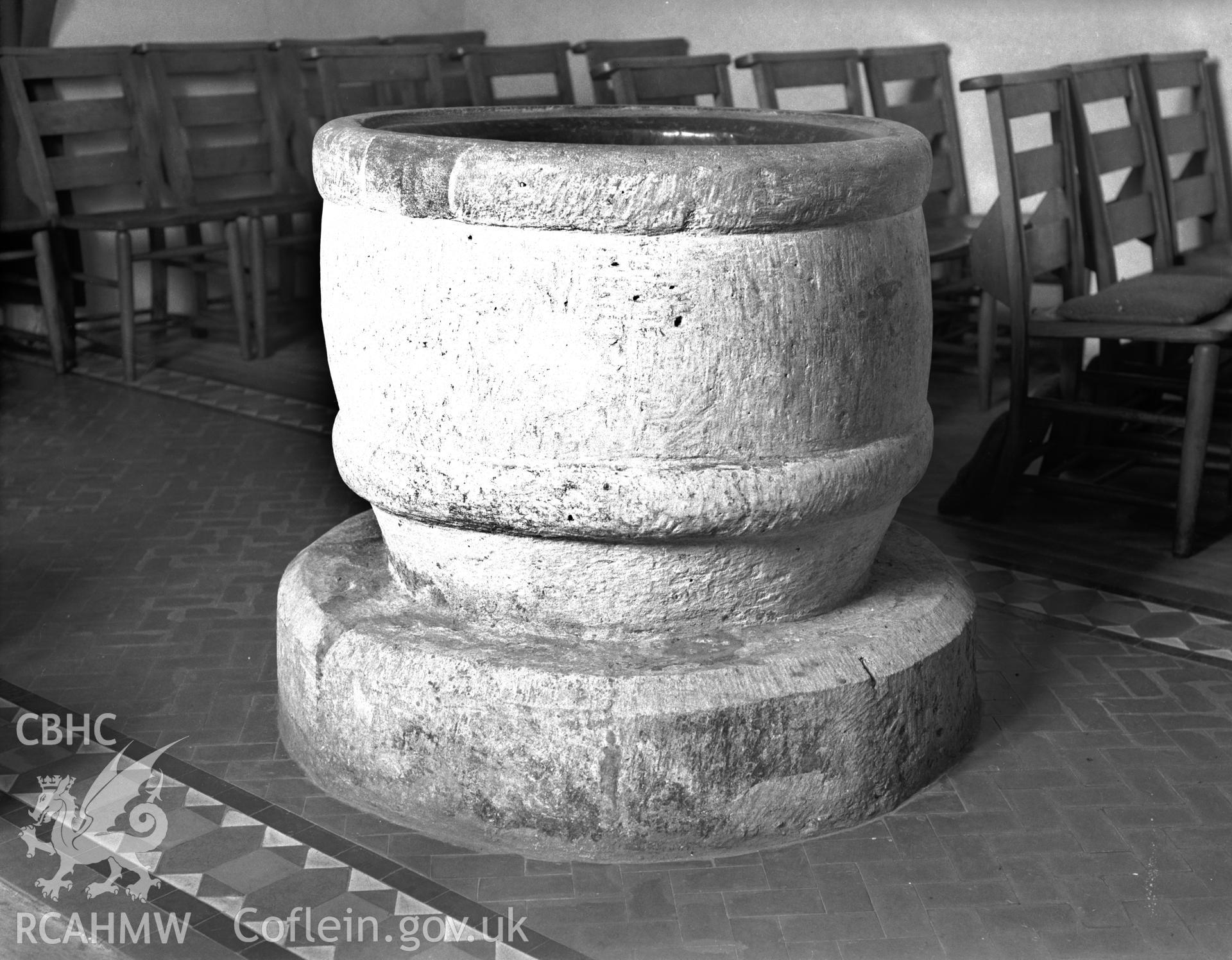 Interior view showing the font.