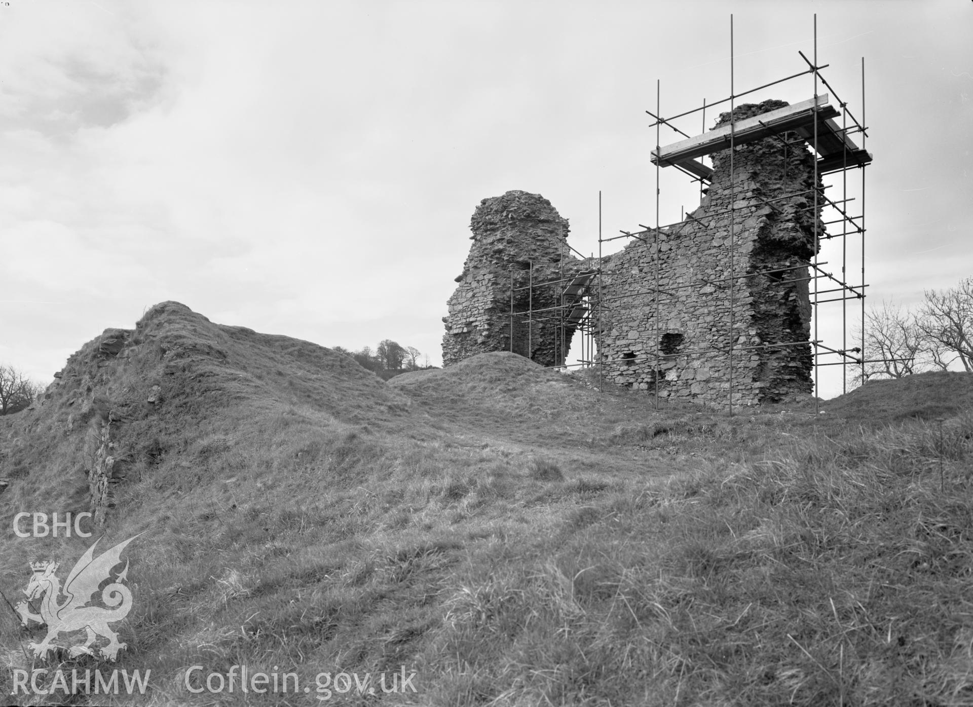 D.O.E photograph of Montgomery Castle -  inner ward south end from the north east.
