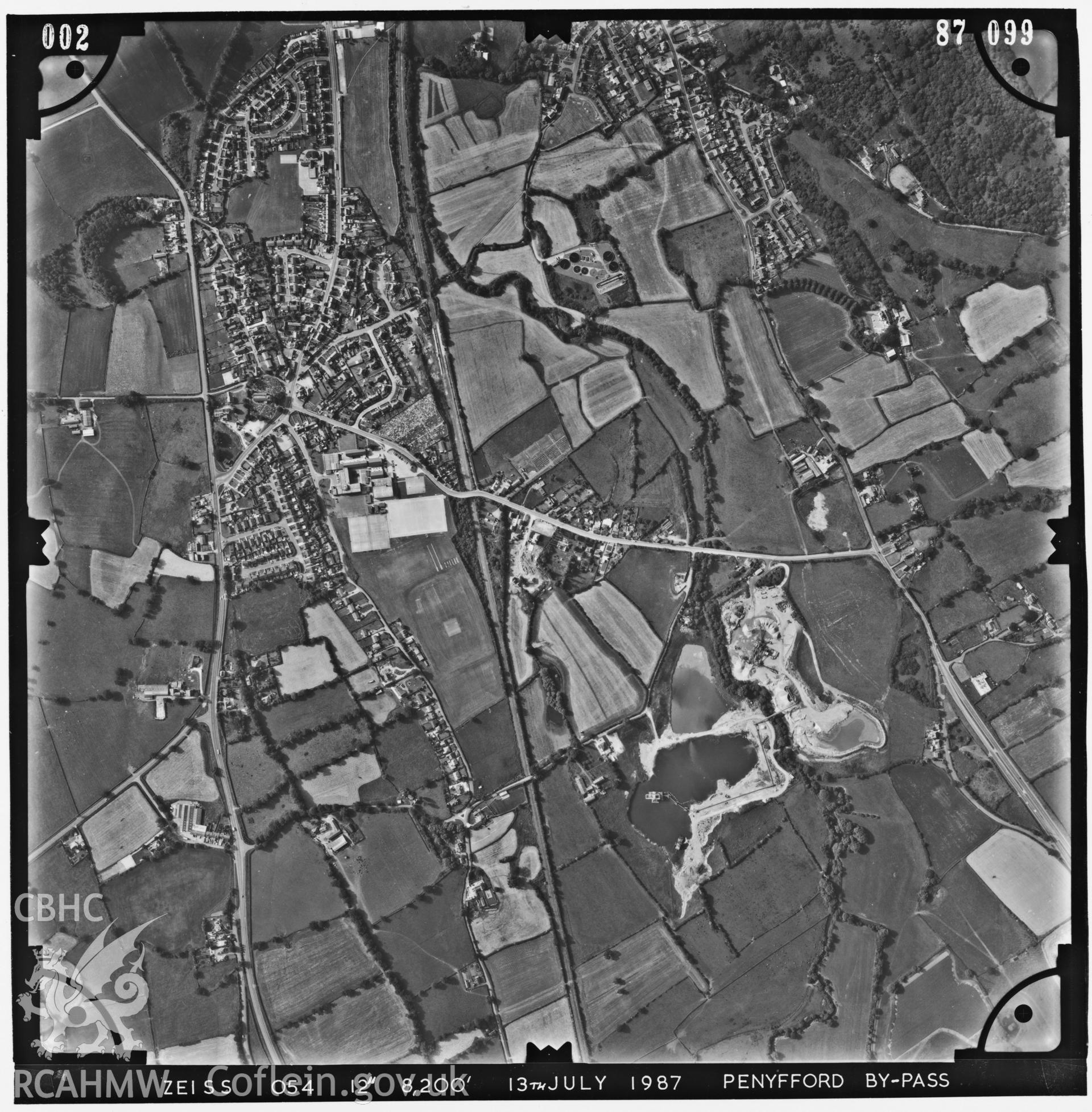 Digitized copy of an aerial photograph showing the Hope area, taken by Ordnance Survey, 1987.