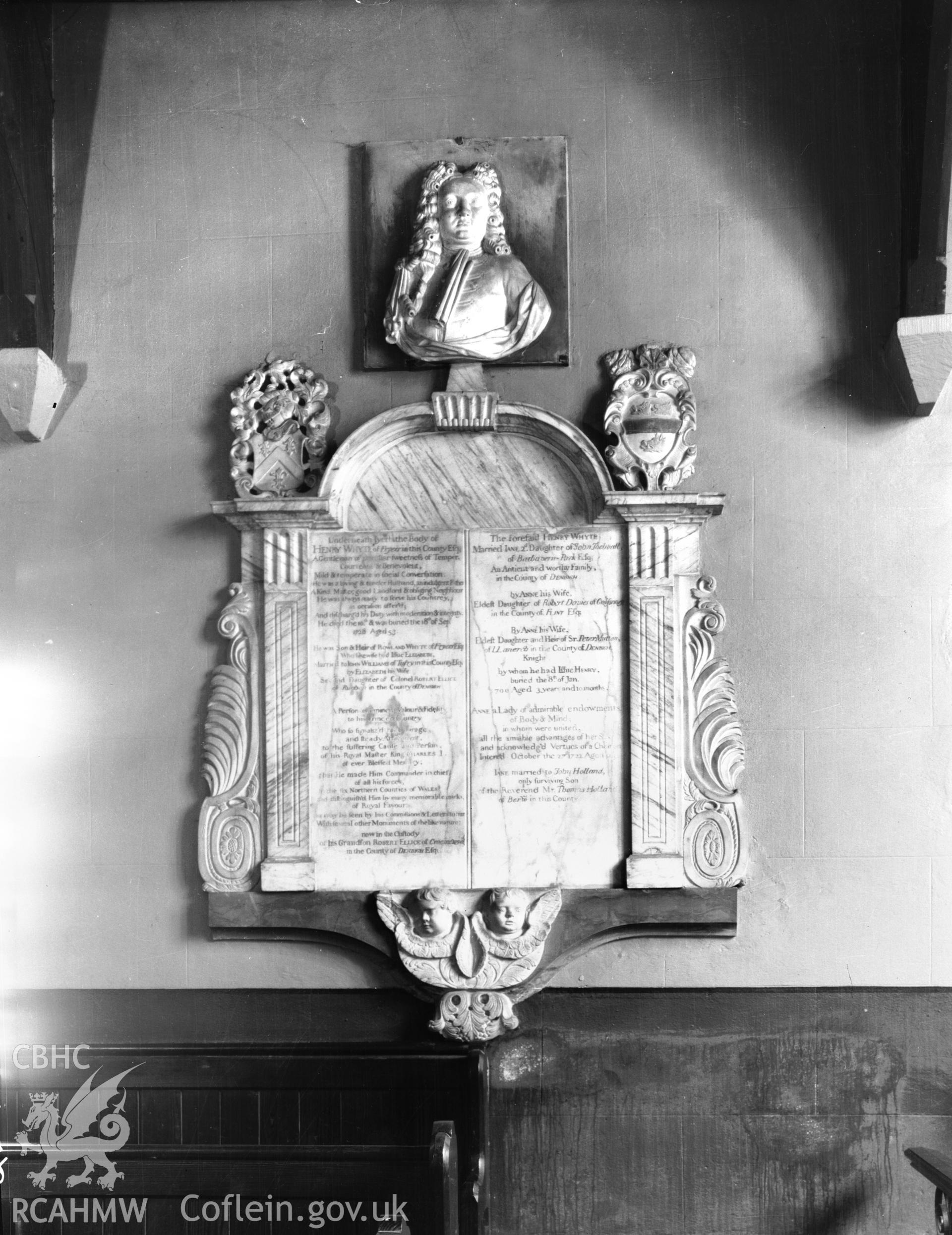 Monument to Henry Whyte and wife, N wall of chancel