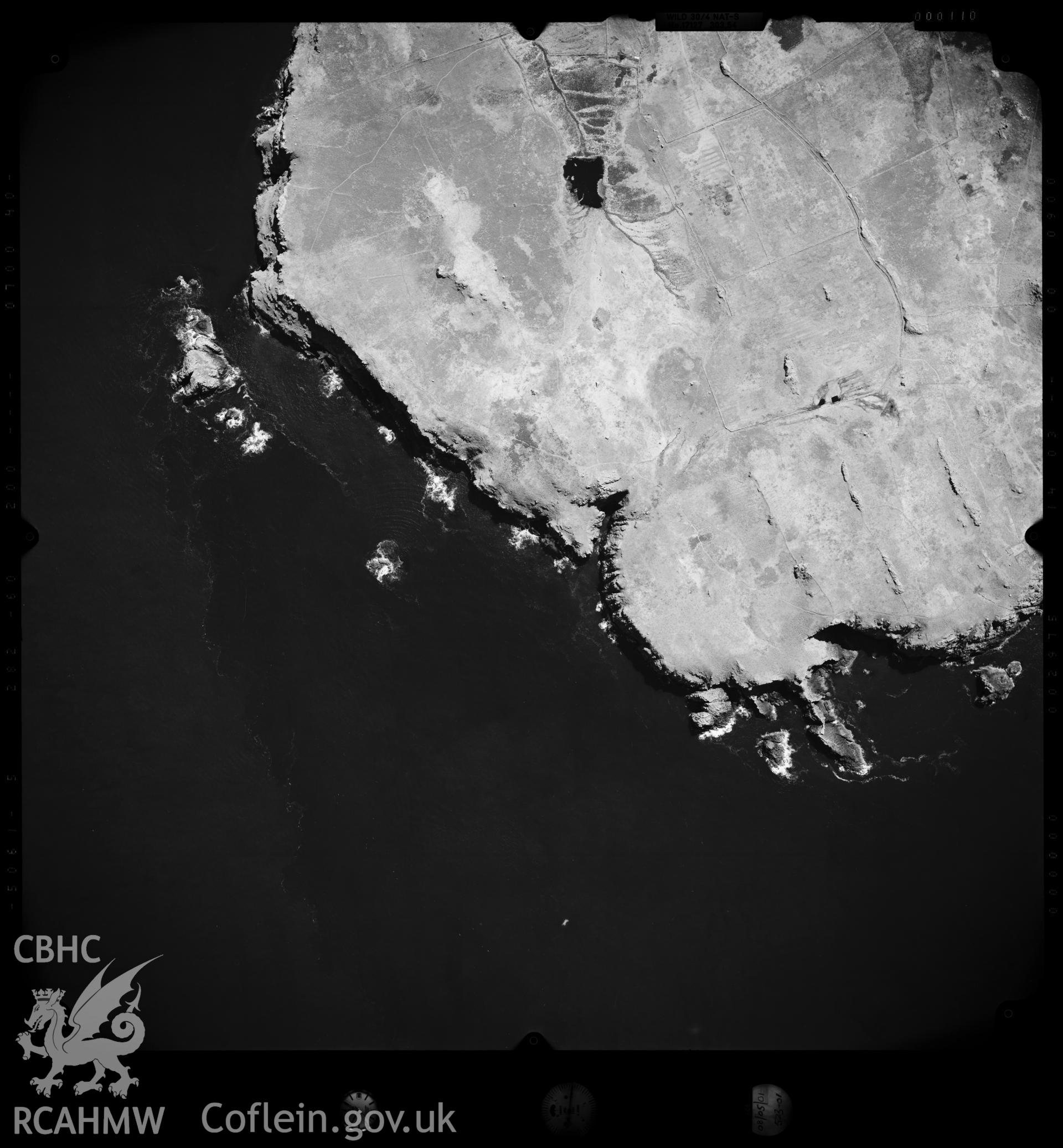 Digitized copy of an aerial photograph showing Skomer Island, taken by Ordnance Survey,  2001.