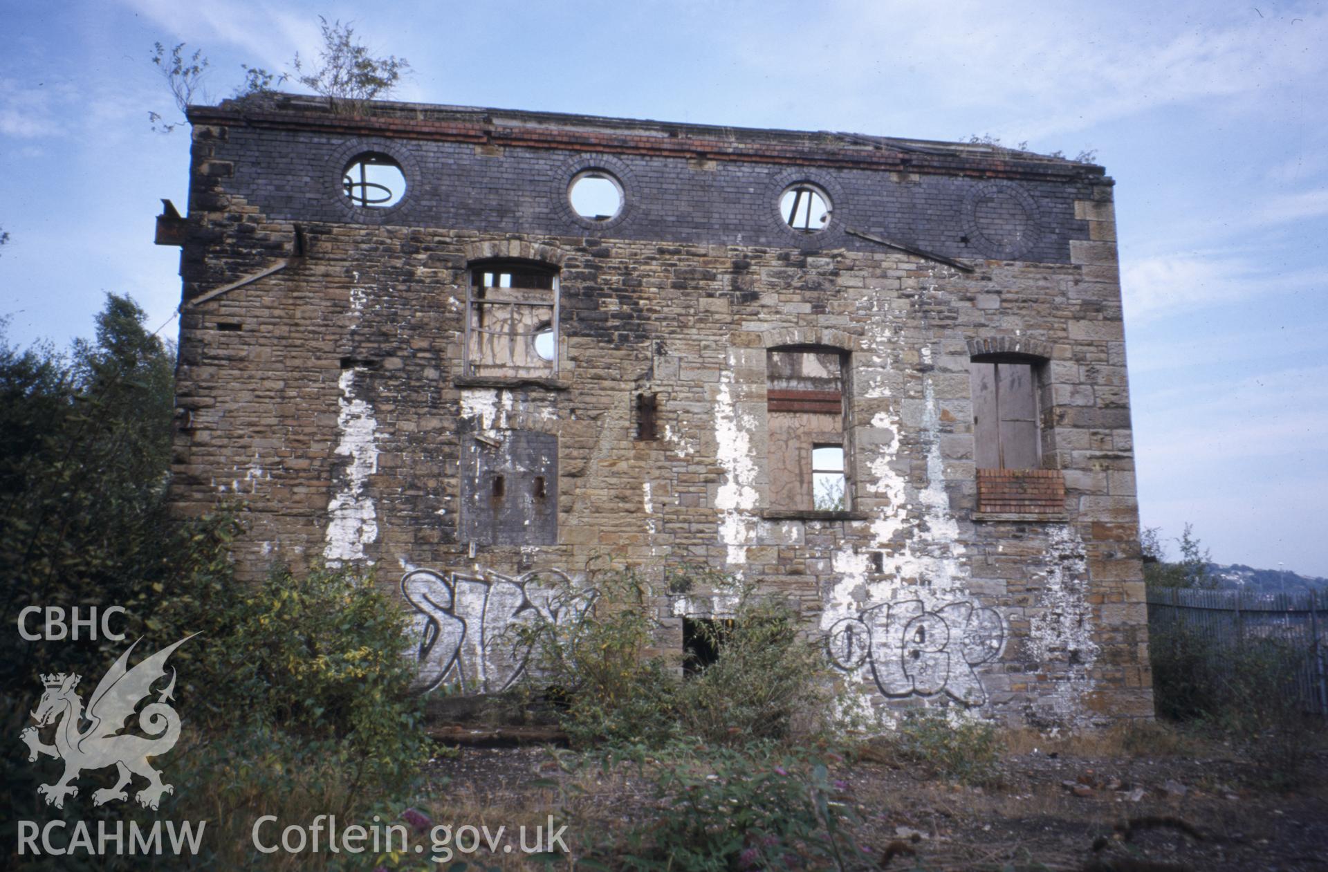 Colour slide of Hafod Copperworks 1860 Engine House: showing the south-east face.