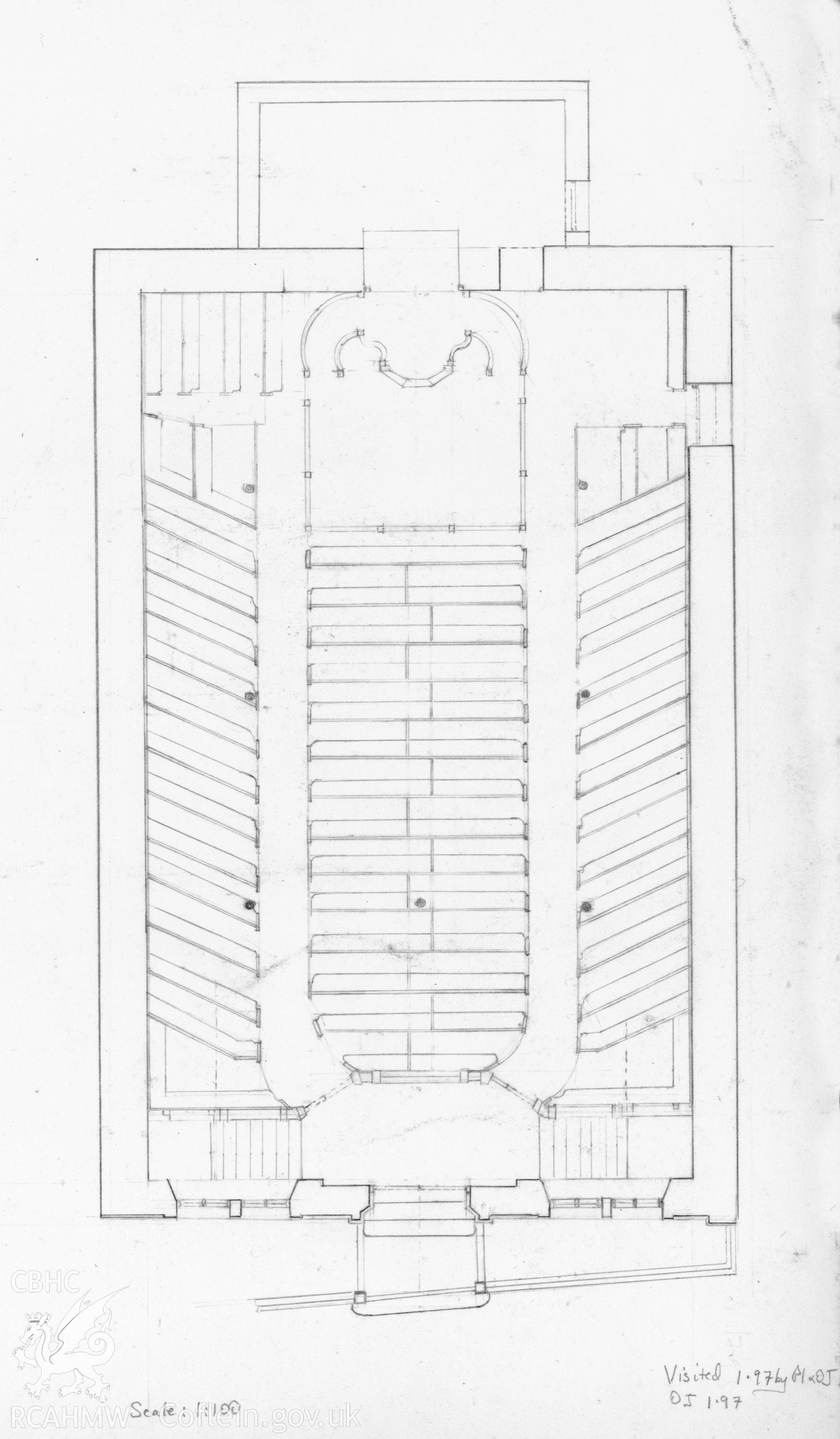 Capel Mair, Cardigan; Descriptive account & gallery & ground floor plans by Olwen Jenkins, dated 1995-1997.