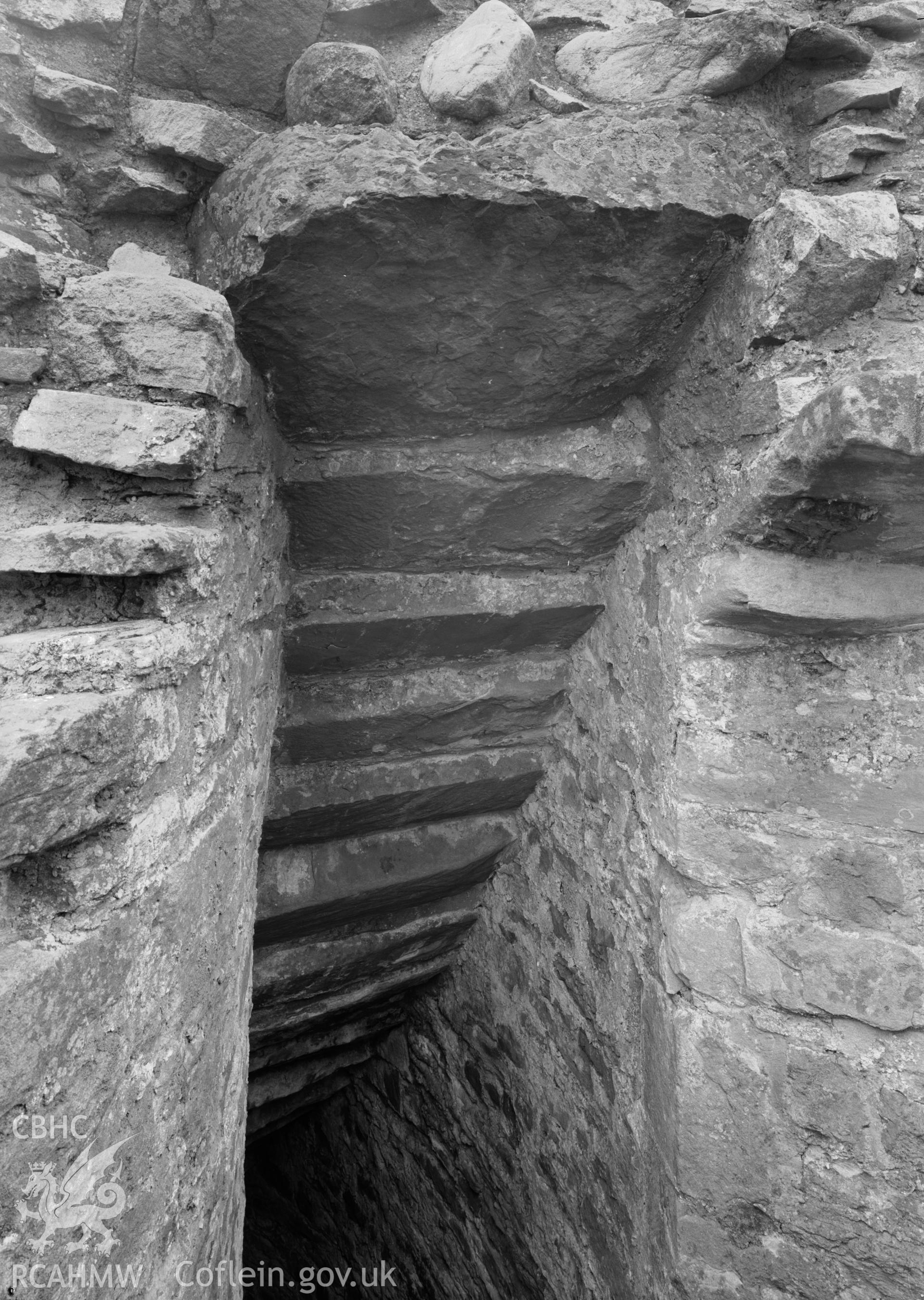 D.O.E photographs of Bronllys Castle Tower - interior roof of stair.
