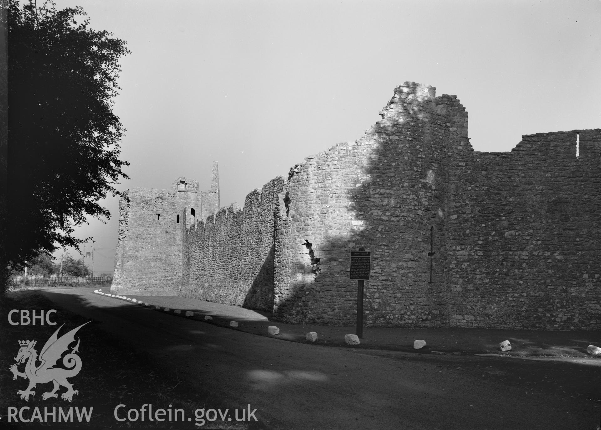 D.O.E photograph of Ewenny Priory - north west tower and curtain wall.