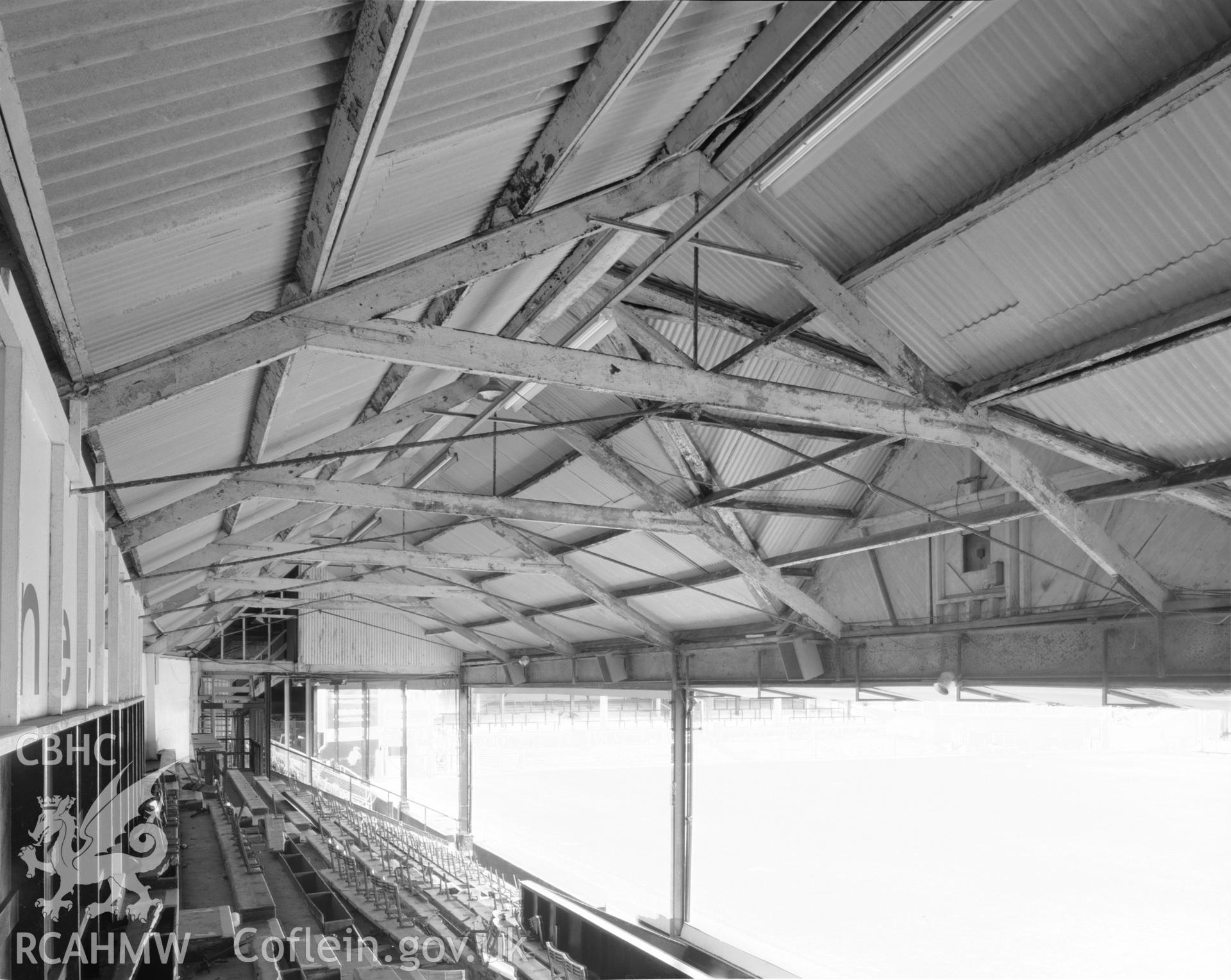 South Stand, interior roof structure from southeast.