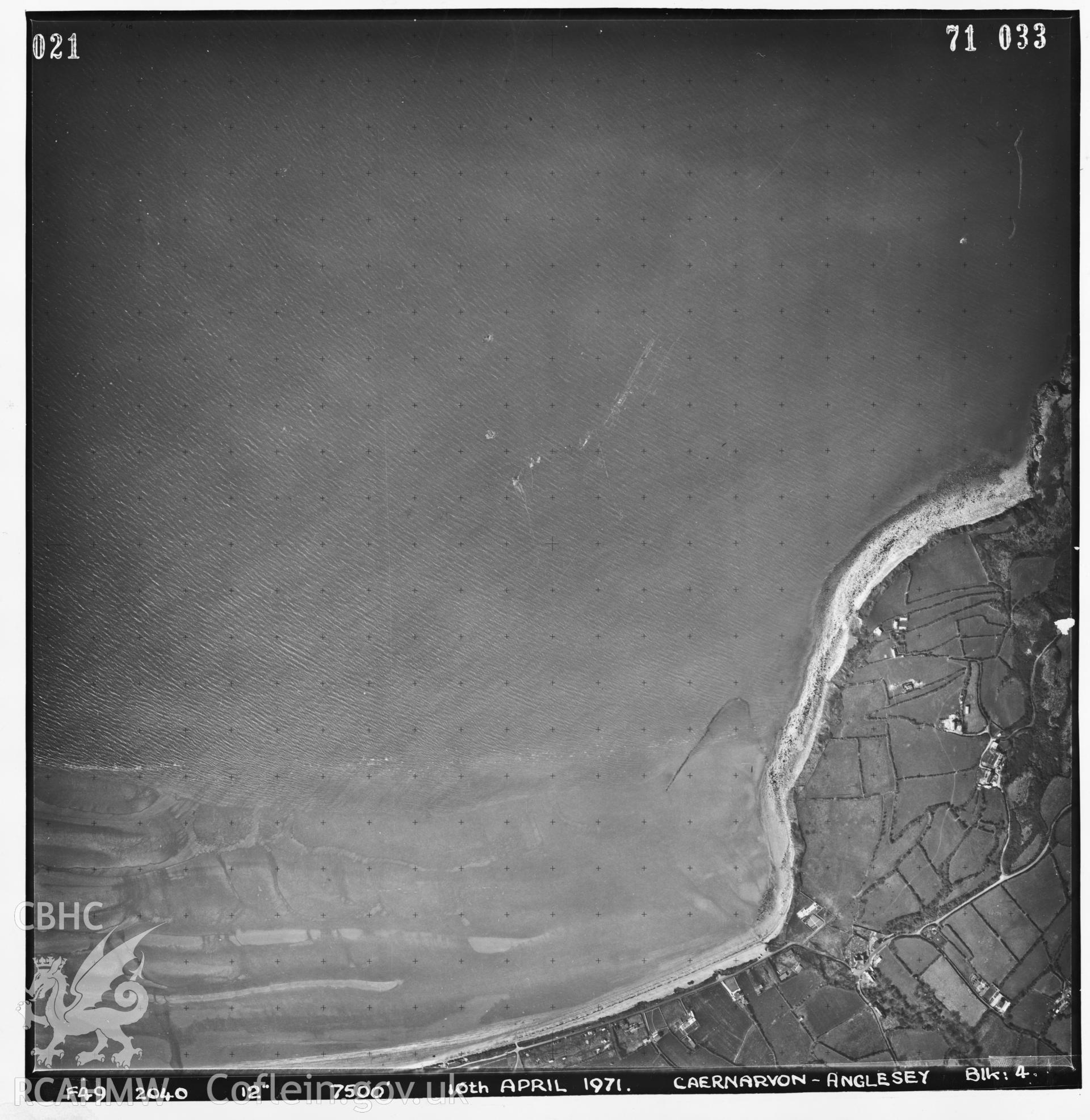Digitized copy of an aerial photograph showing Pemtrellwyn area, taken by Ordnance Survey, 1971.