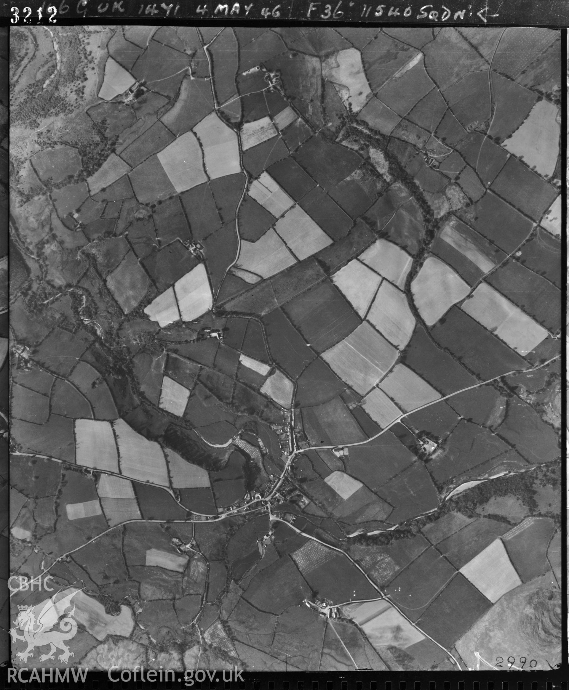 Black and white vertical aerial photograph taken by the RAF on 04/05/1946 centred on SN62053574 at a scale of 1:10000. The photograph includes part of Llansawel community in Carmarthenshire.