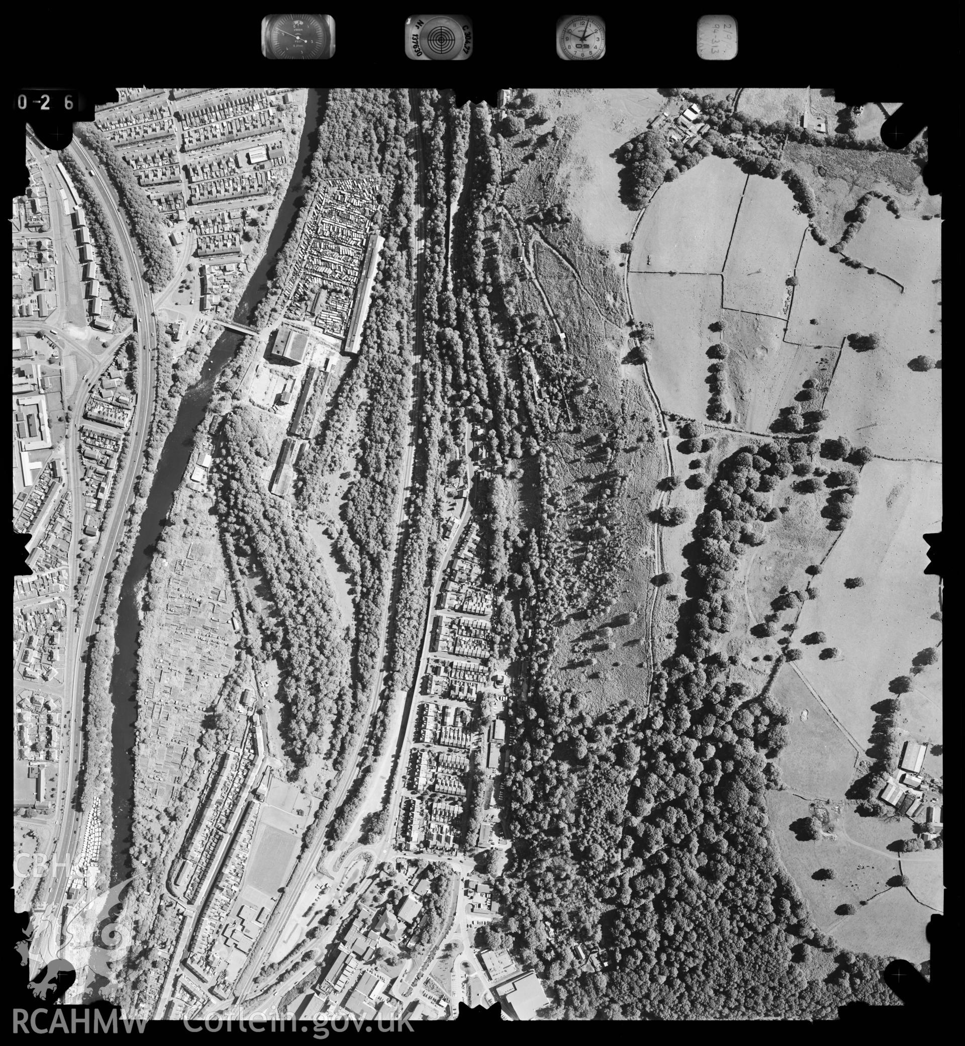 Digitized copy of an aerial photograph showing the Treforest area, taken by Ordnance Survey, 1994.