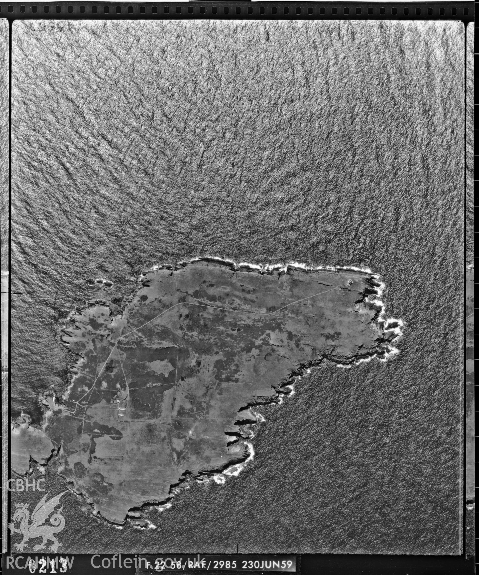 Black and white vertical aerial photograph taken by the RAF on 30/06/1959 centred on SM73380456 at a scale of 1:10000. The photograph includes part of Dale community in Pembrokeshire.