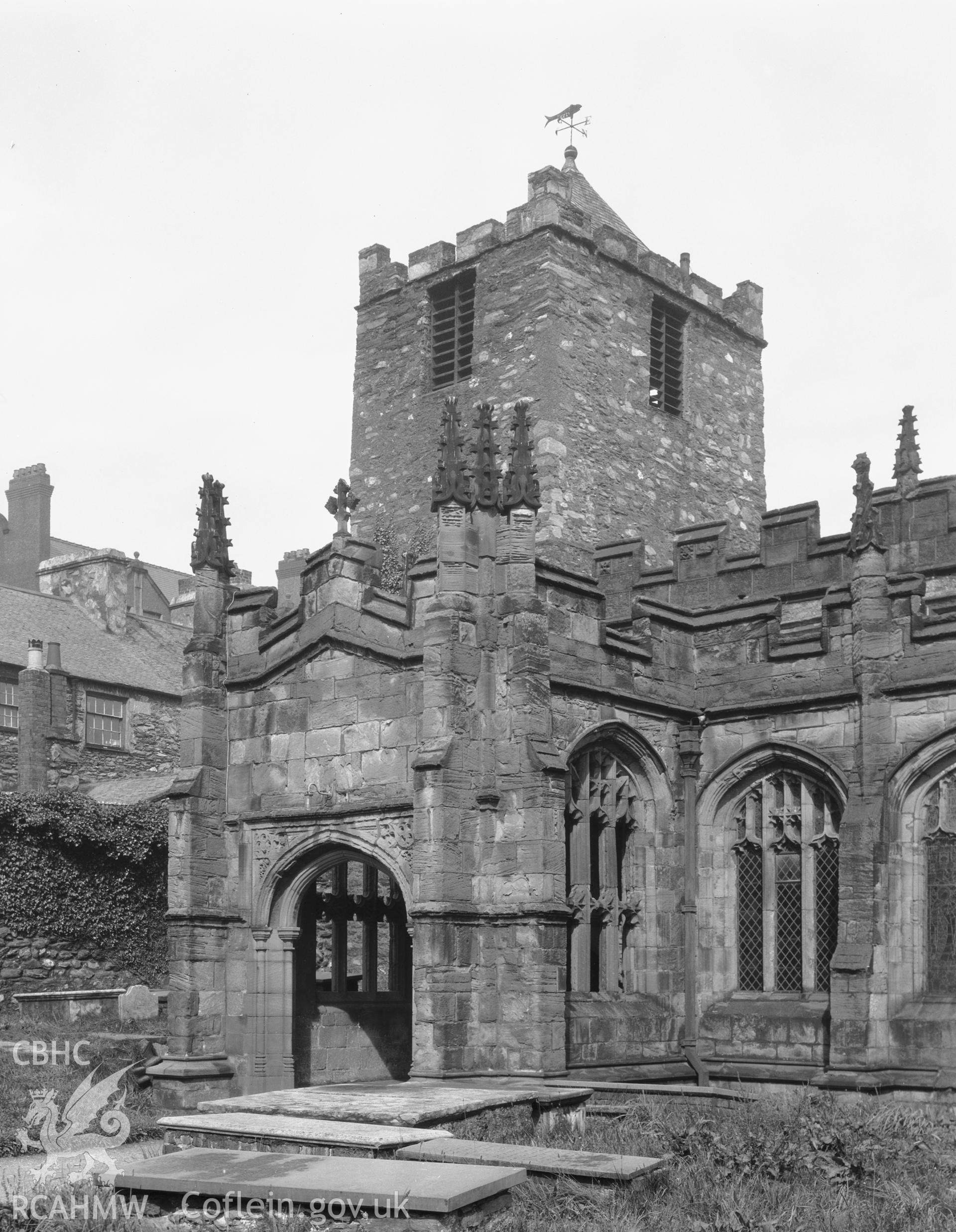 General view of porch and tower