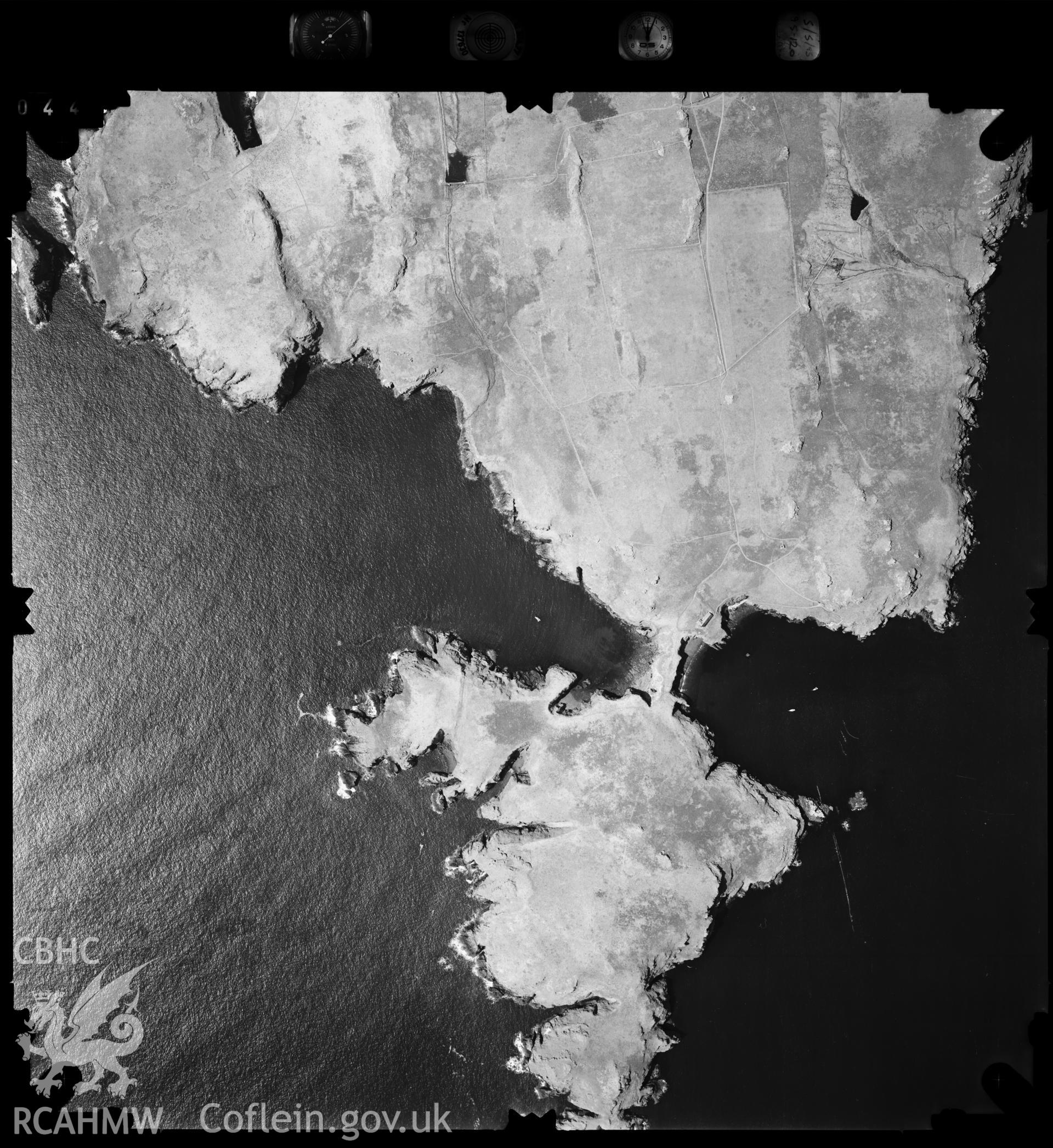 Digitized copy of an aerial photograph showing Skomer Island taken by Ordnance Survey, 1995.