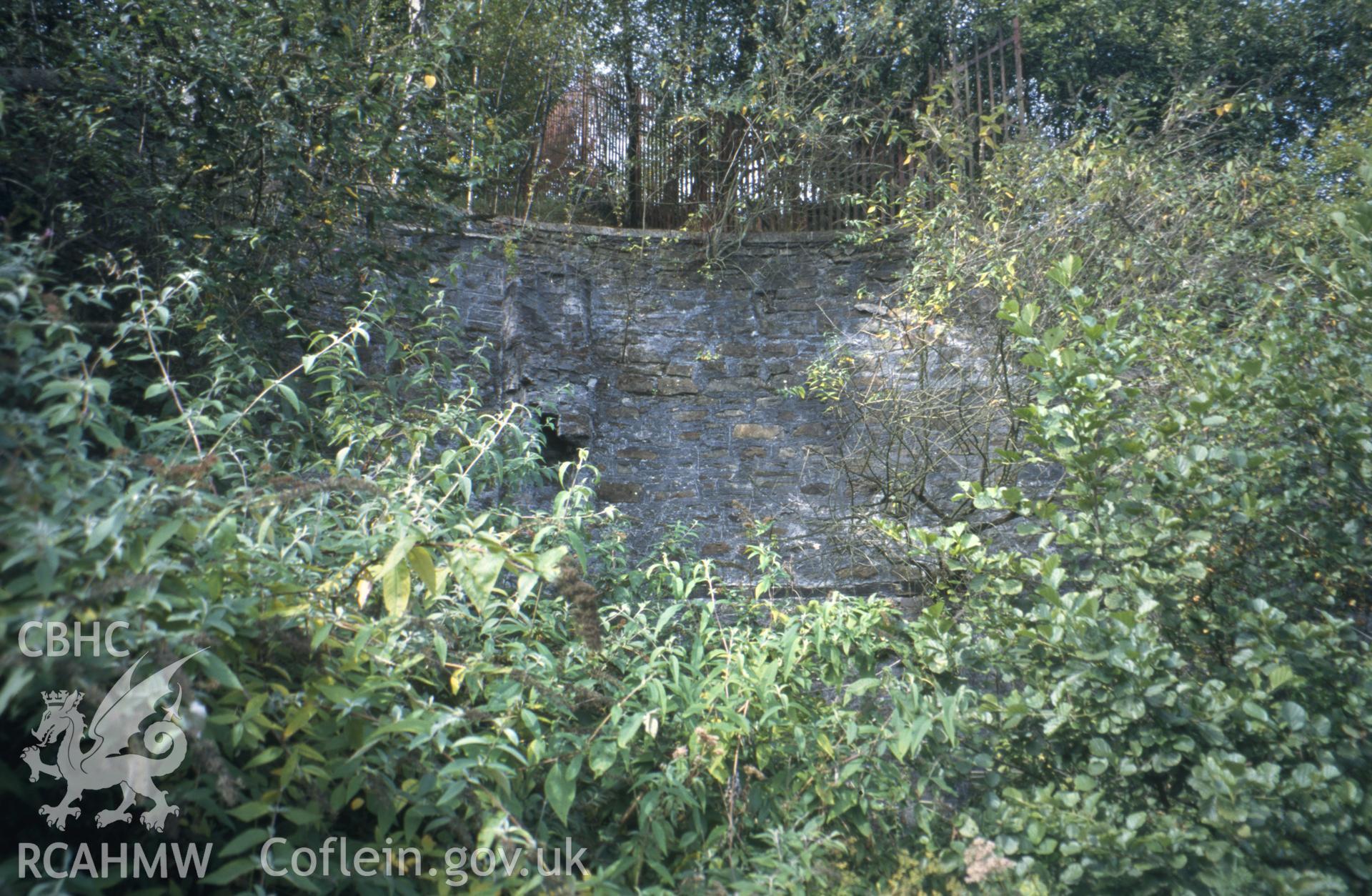 Colour slide of Hafod and Morfa Copperworks: showing circular retaining wall for gas-holder to the north.