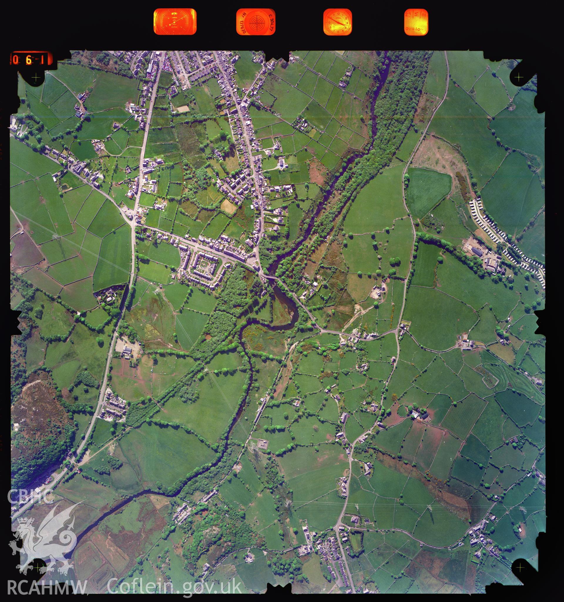 Digitized copy of an aerial photograph showing the Cwm Glo area, taken by Ordnance Survey, 2001.