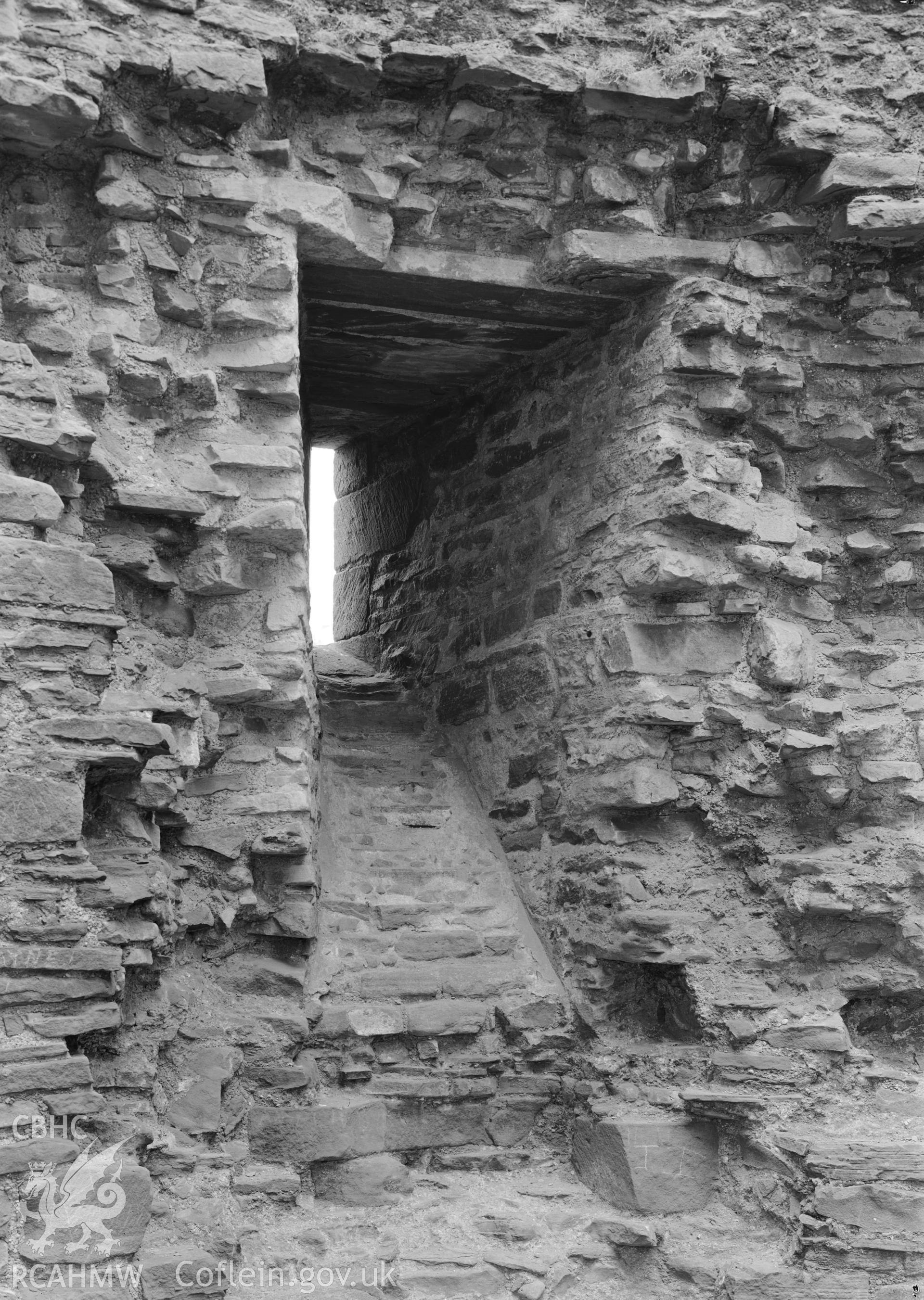 D.O.E photograph of Skenfrith Castle - keep interior, window detail.