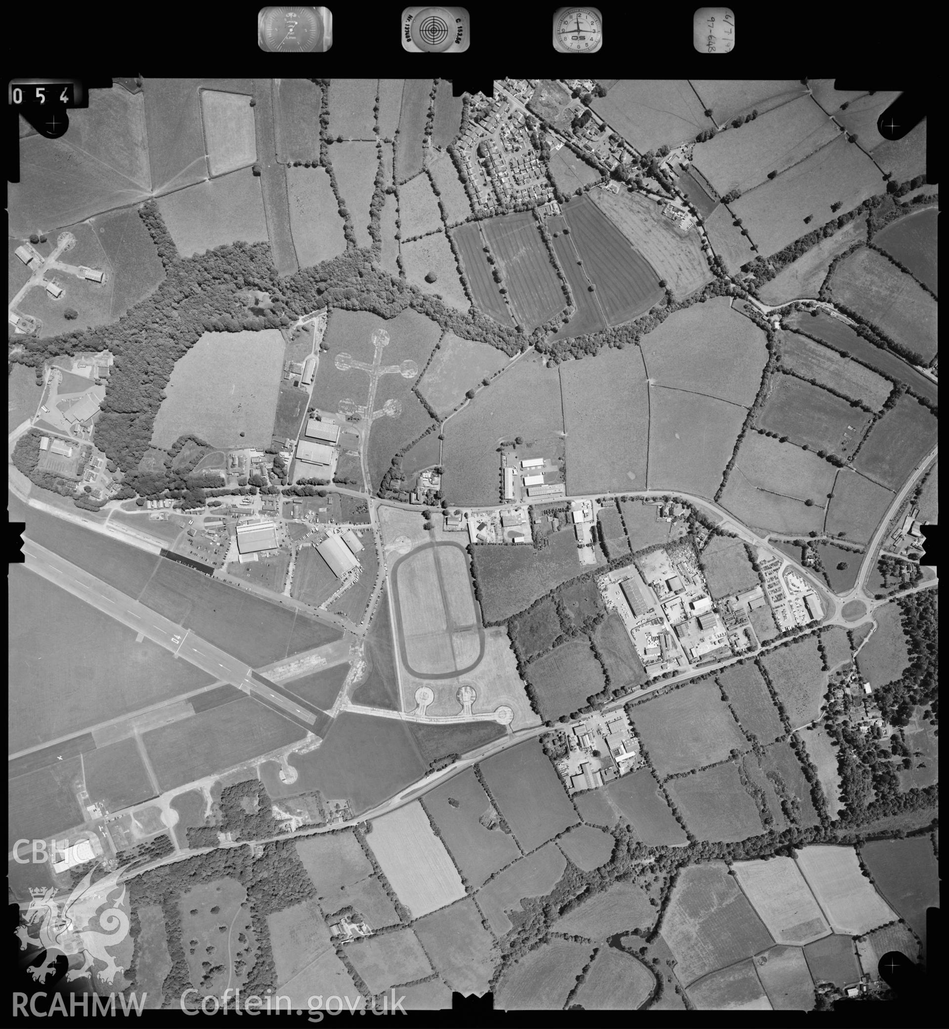 Digitized copy of an aerial photograph showing Withybush Airfield, taken by Ordnance Survey, 1998.