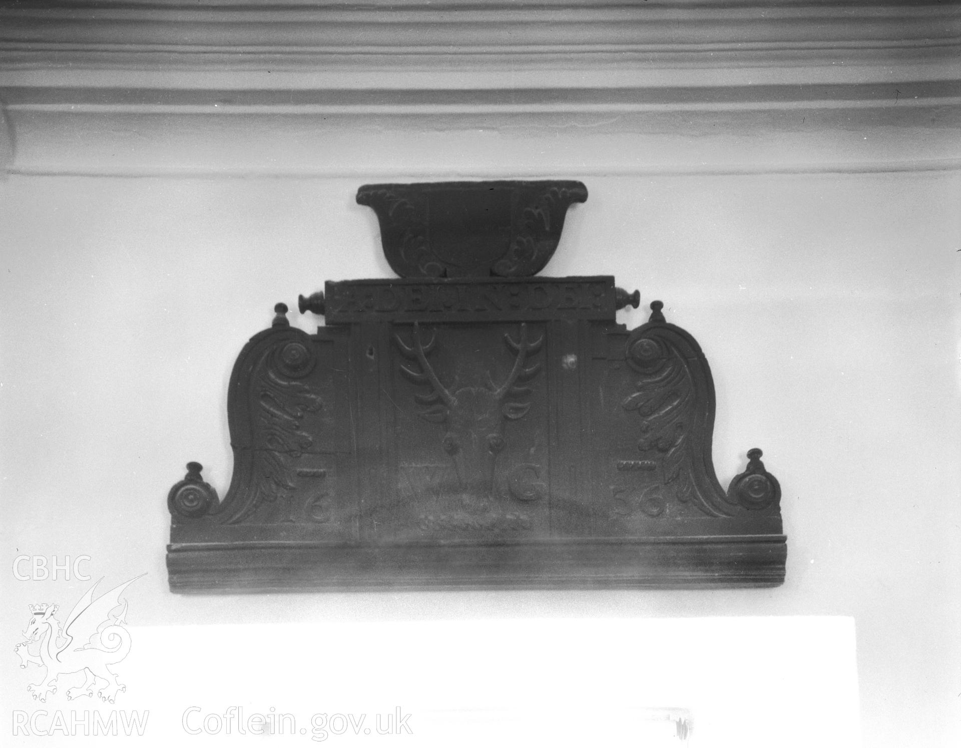Wood panel in wall of nave