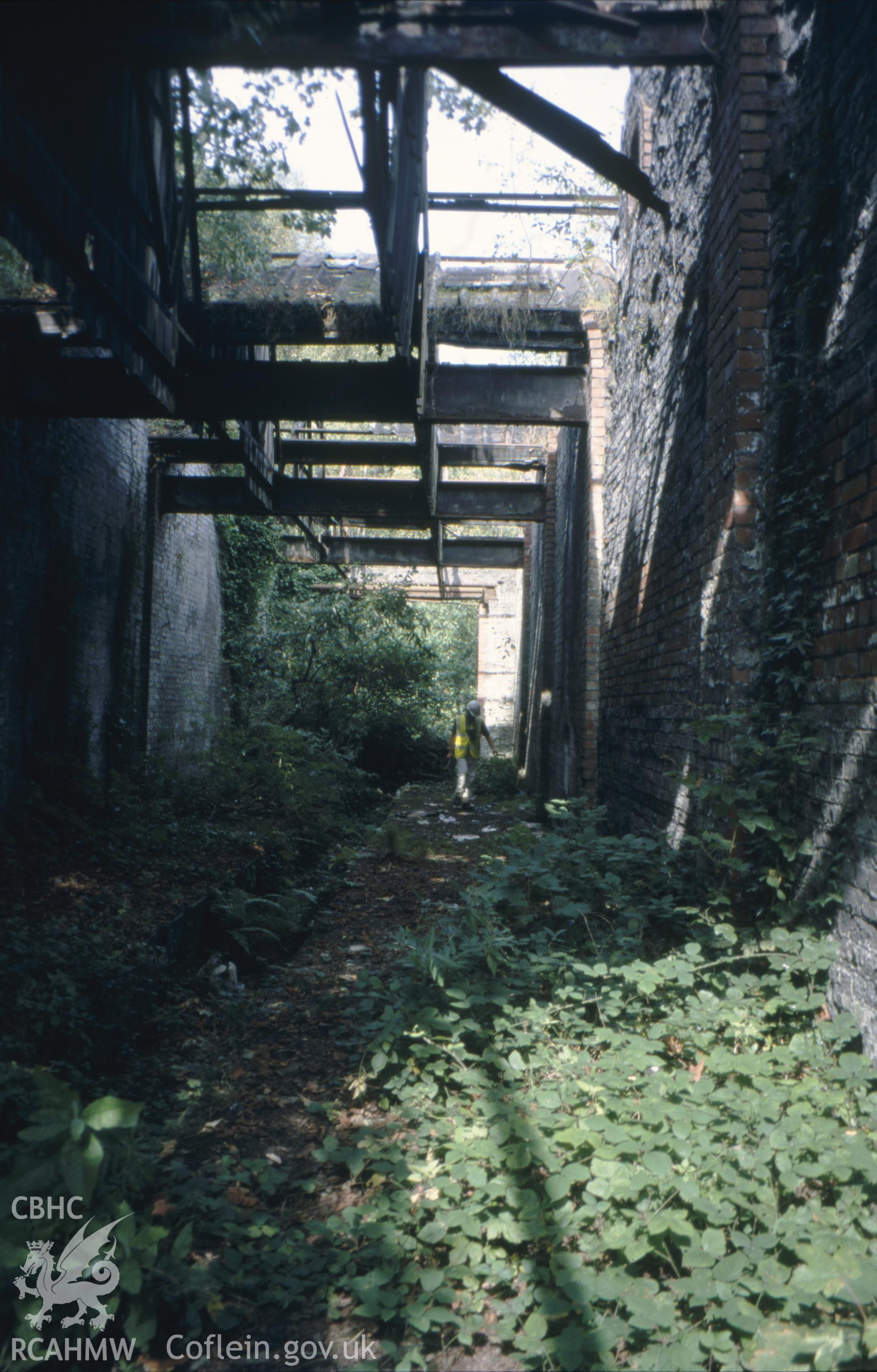 Colour slide of Hafod Copperworks Locomotive Shed: showing the interior, looking south-east.