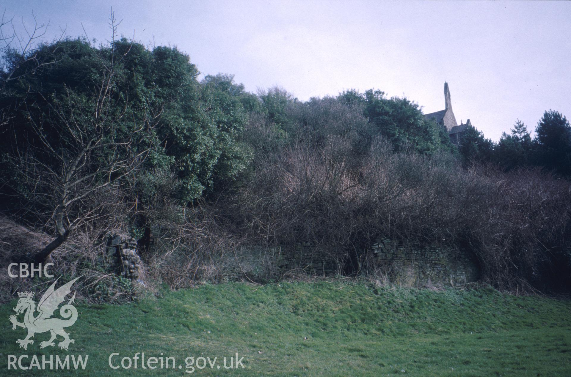 Colour slide of All Saints, Kilvey Road, Swansea: showing the church from Foxhole Road to the north-west and the site of the 'Music Hall'.