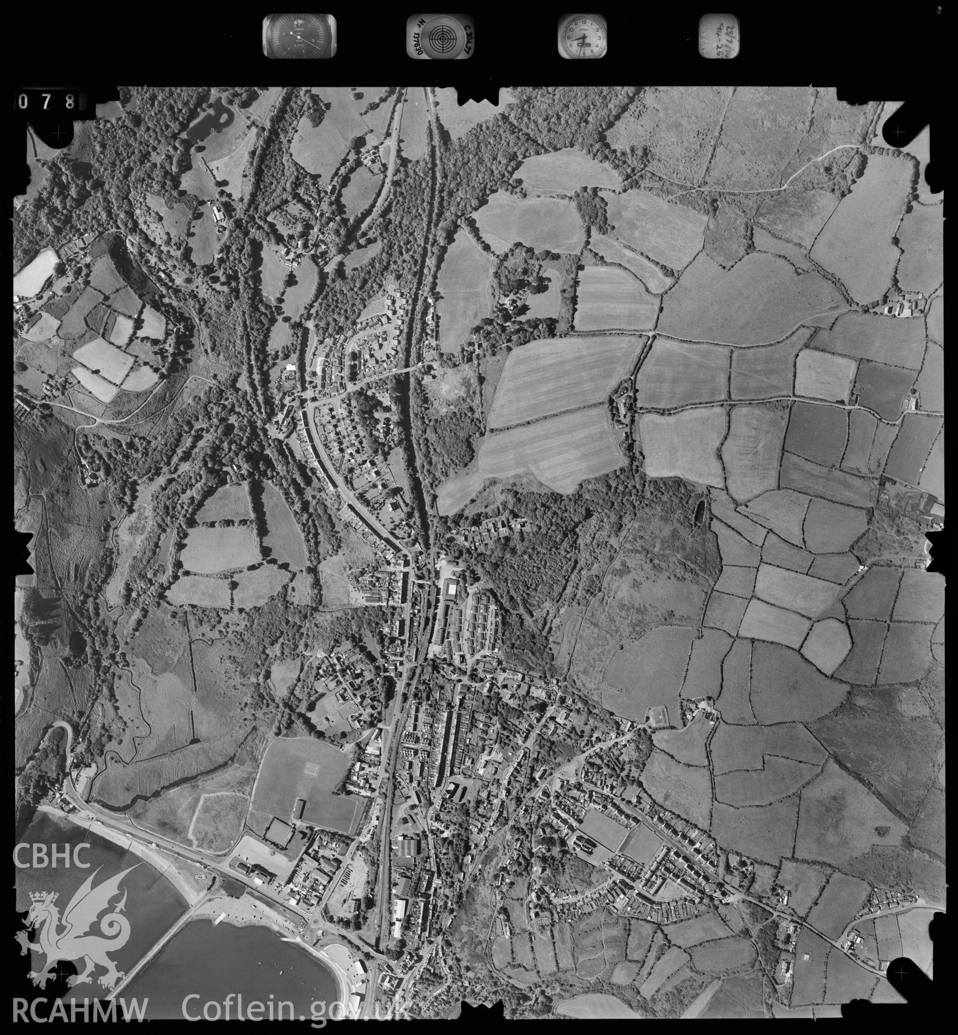 Digitized copy of an aerial photograph showing the Fishguard area,  taken by Ordnance Survey, 1994