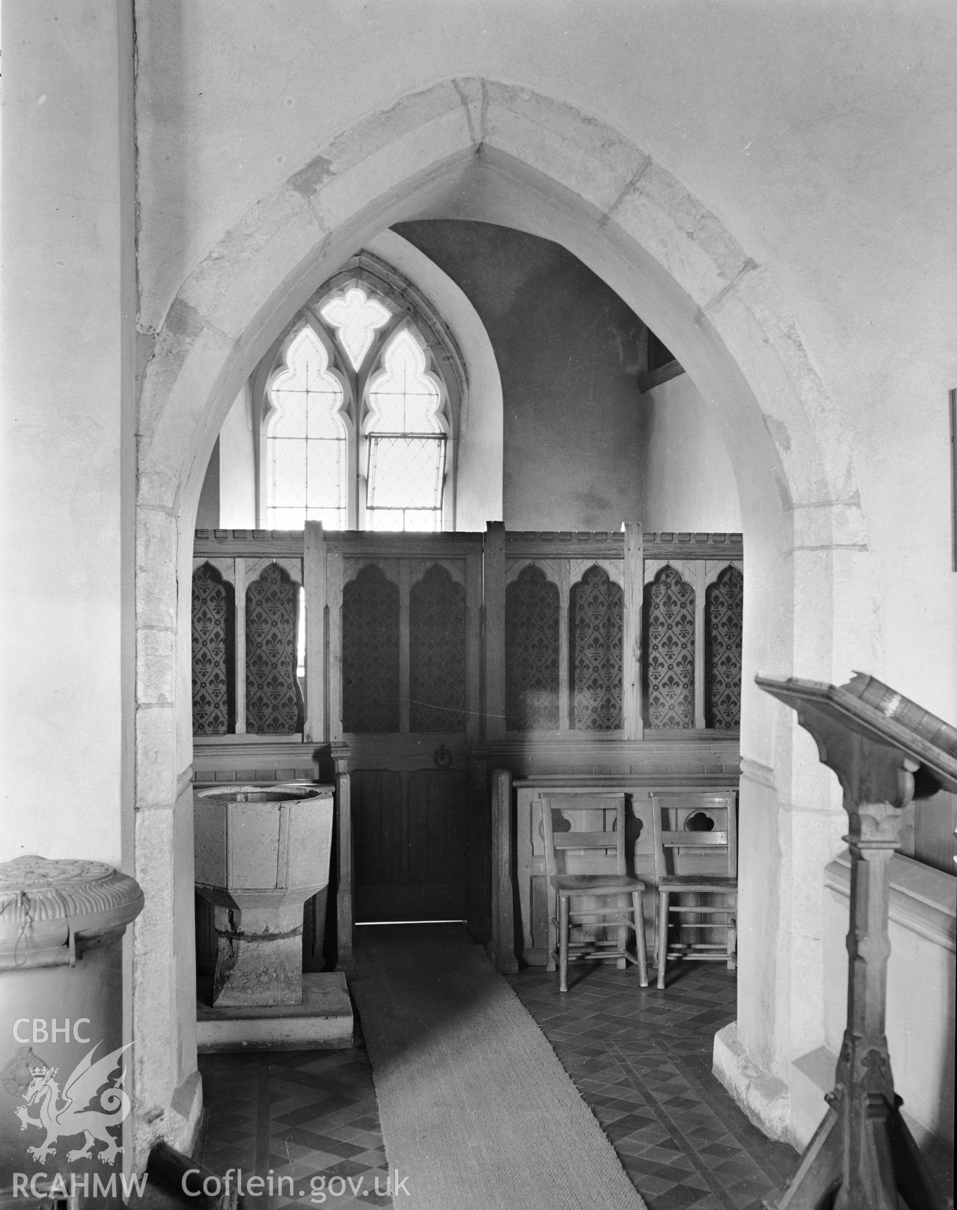Interior view showing the archway to the north transept.
