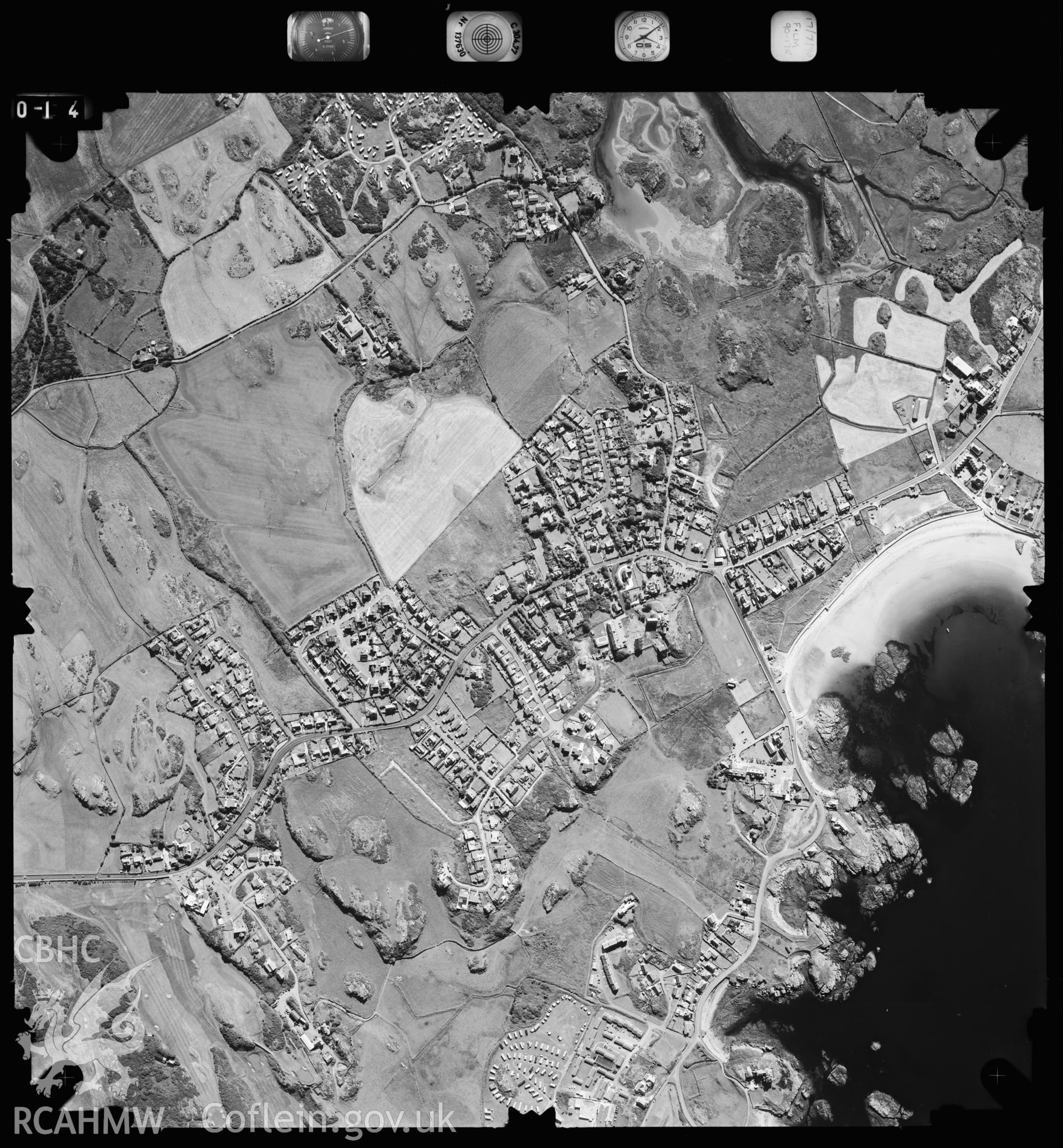Digitized copy of an aerial photograph showing the area around Trearddur Bay, taken by Ordnance Survey, 1990.