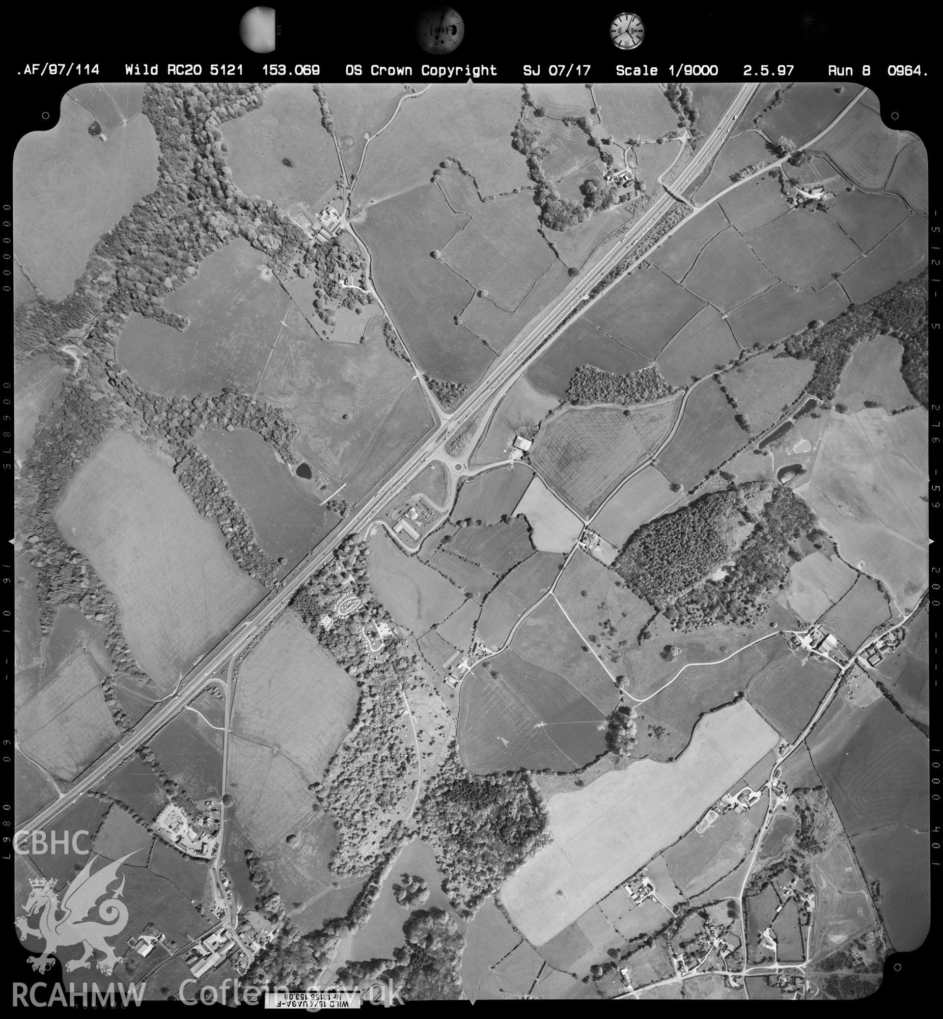 Digitized copy of an aerial photograph showing the Halkynt area, taken by Ordnance Survey,  1997.