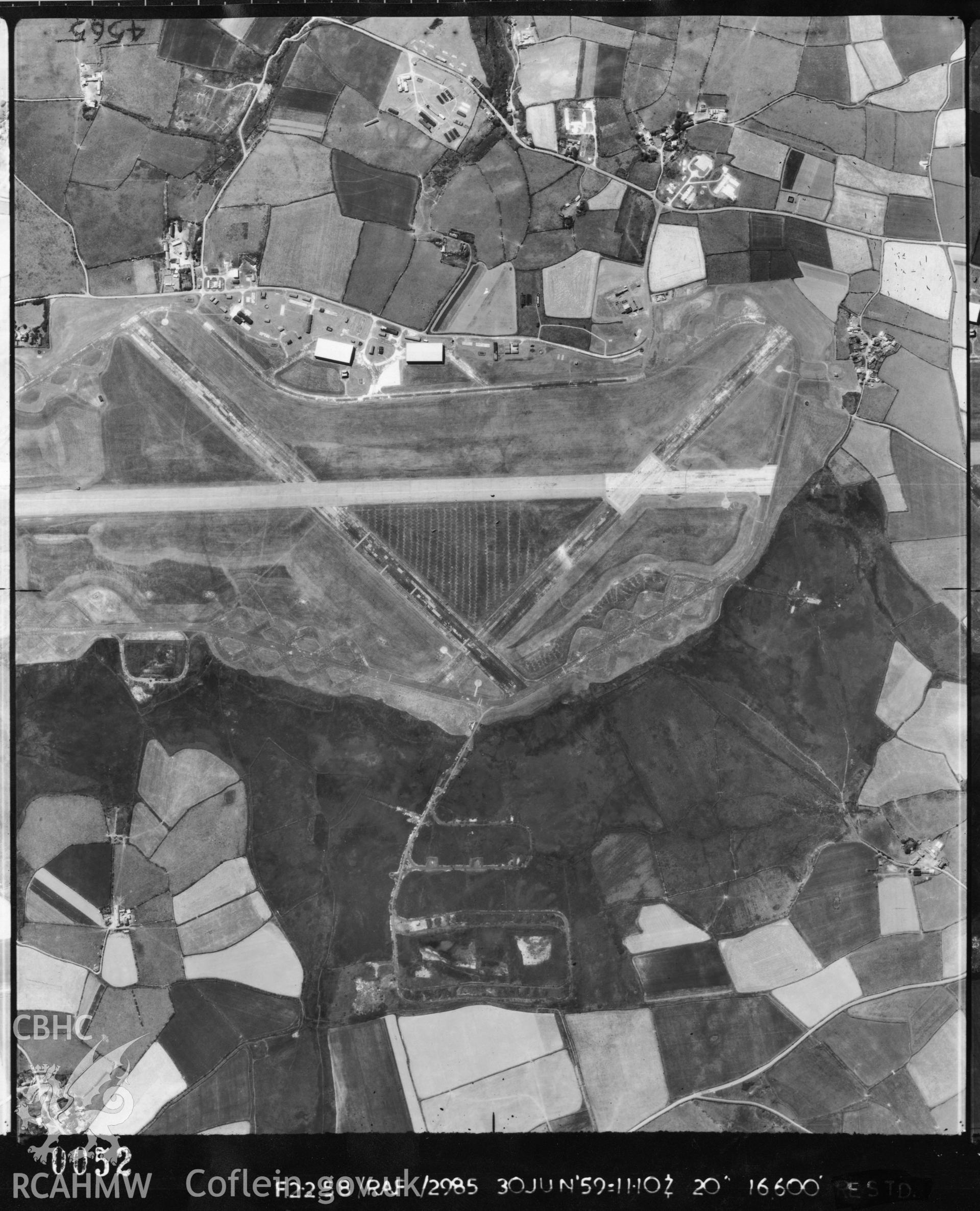 Black and white vertical aerial photograph, taken by the RAF in 1959, showing  the area around Solva.
