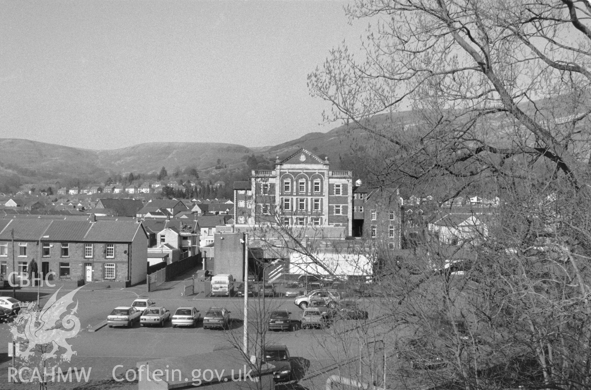 Exterior, distant view of Dyfodwg Street elevation.