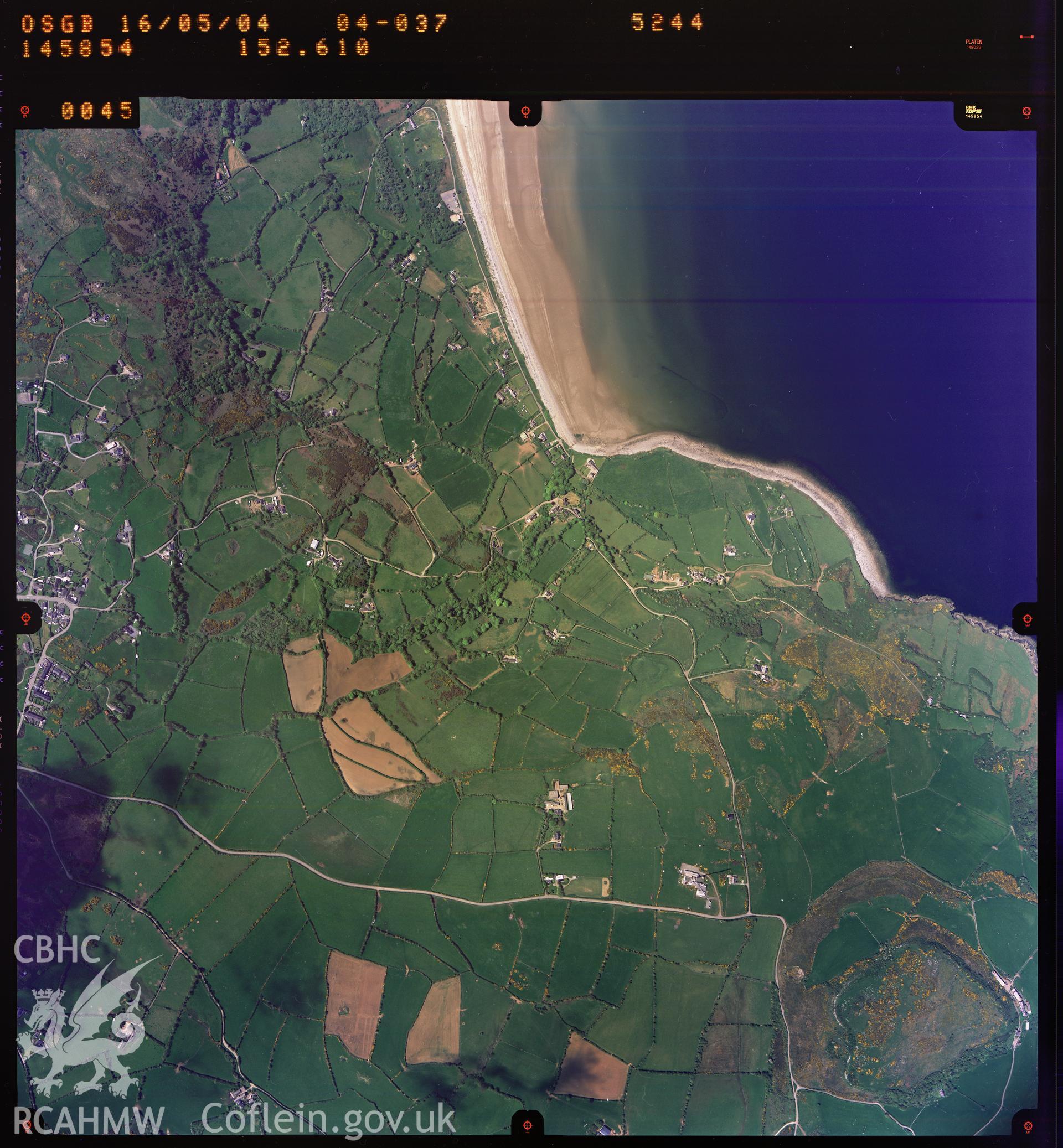 Digitized copy of a colour aerial photograph showing the Pentrellwyn area, taken by Ordnance Survey, 2004.