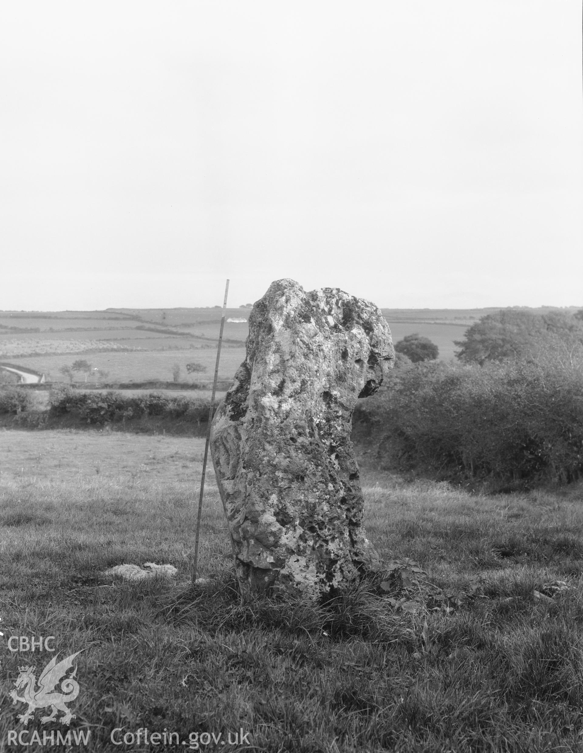 Black and white photograph showing Carreg Leidr taken by RCAHMW before 1960.