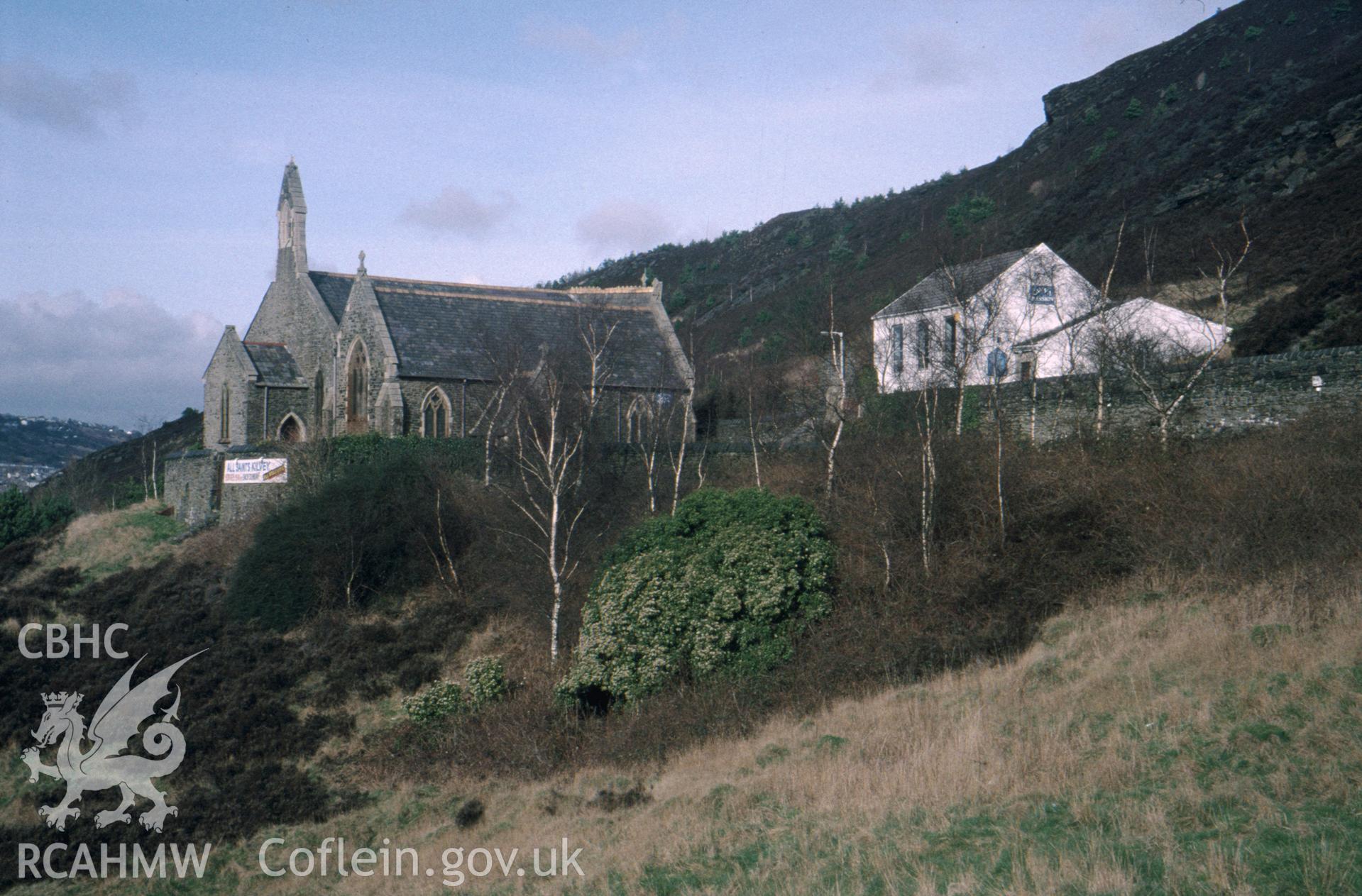 Colour slide of All Saints, Kilvey Road, Swansea: from Foxhole Road to the south-west.