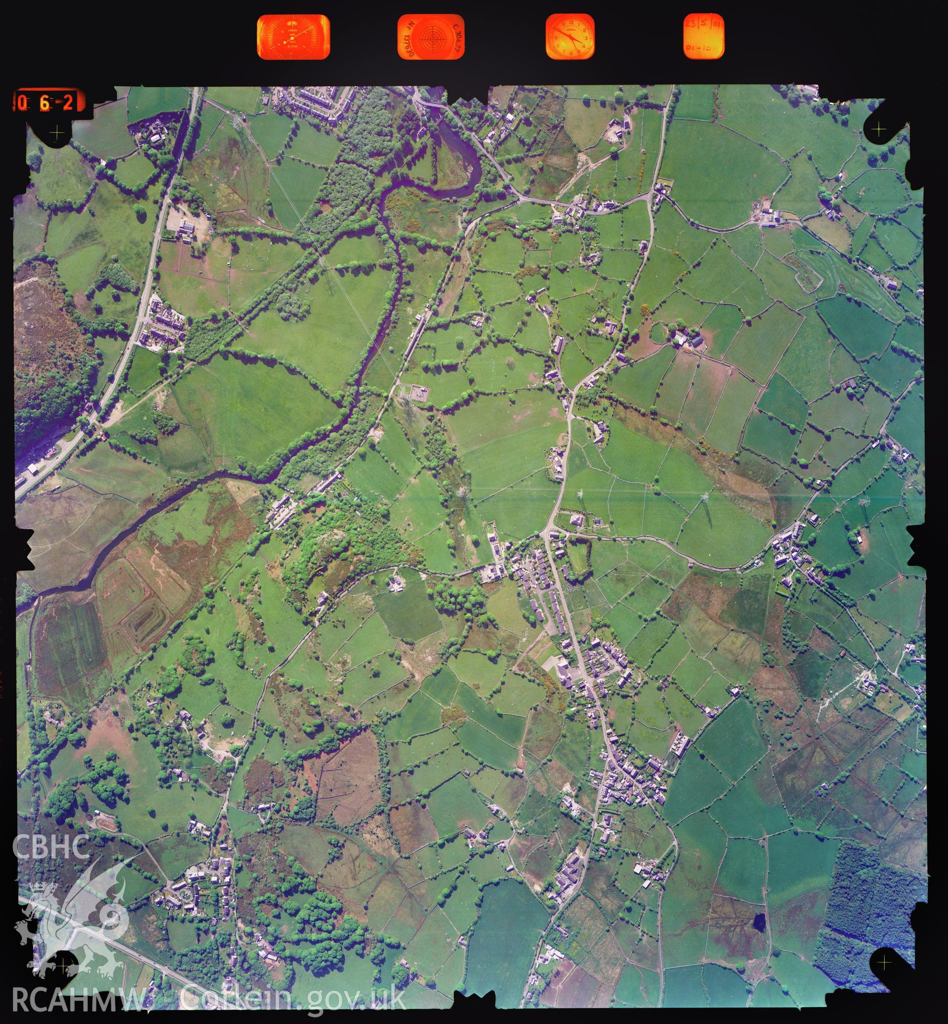 Digitized copy of an aerial photograph showing the Cwm Glo area, taken by Ordnance Survey, 2001.