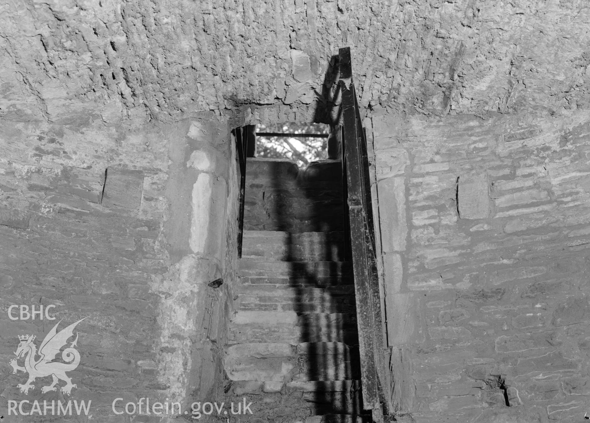 D.O.E photographs of Bronllys Castle Tower- interior detail of corbels under vault.