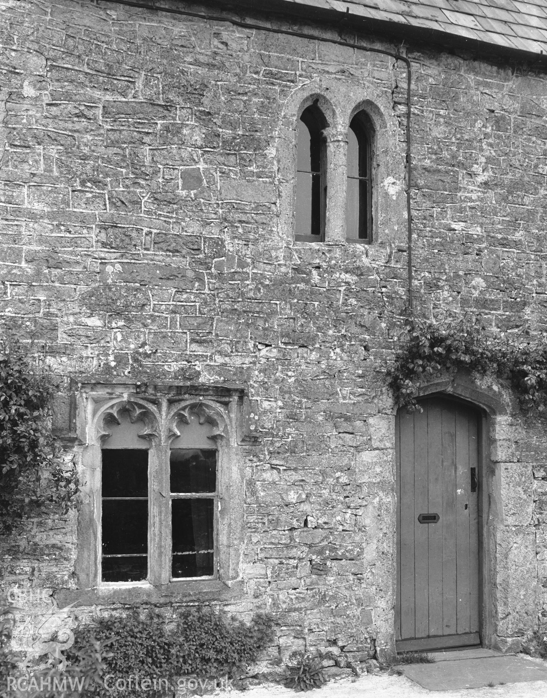 Detail of door and windows in main south front.