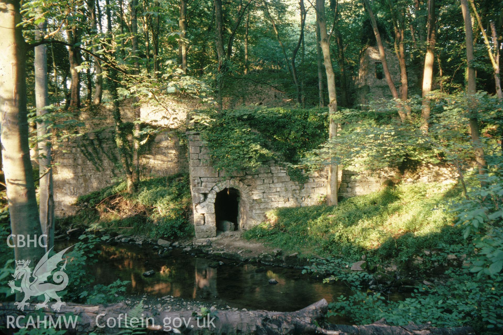 Digitized 35mm slide showing wheel pits at Maeshafn.
