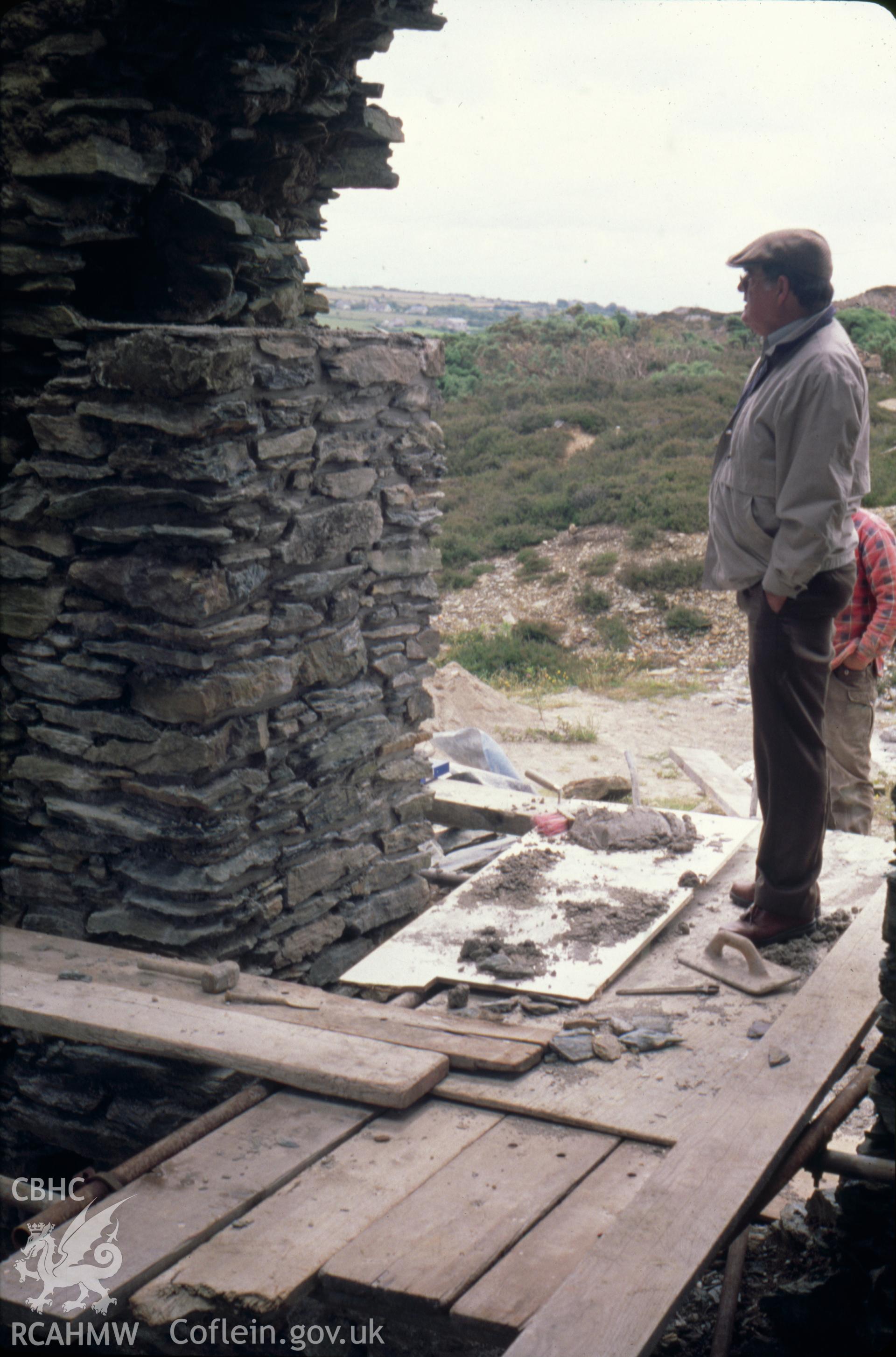 Digitized 35mm slide showing Pearl Shaft engine house bob wall.