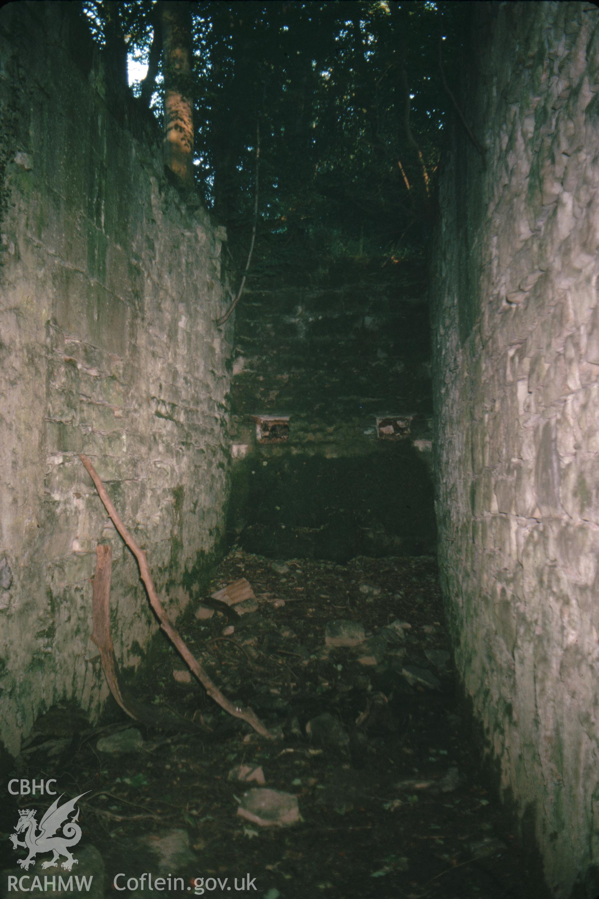 Digitized 35mm slide showing wheel pits at Maeshafn.