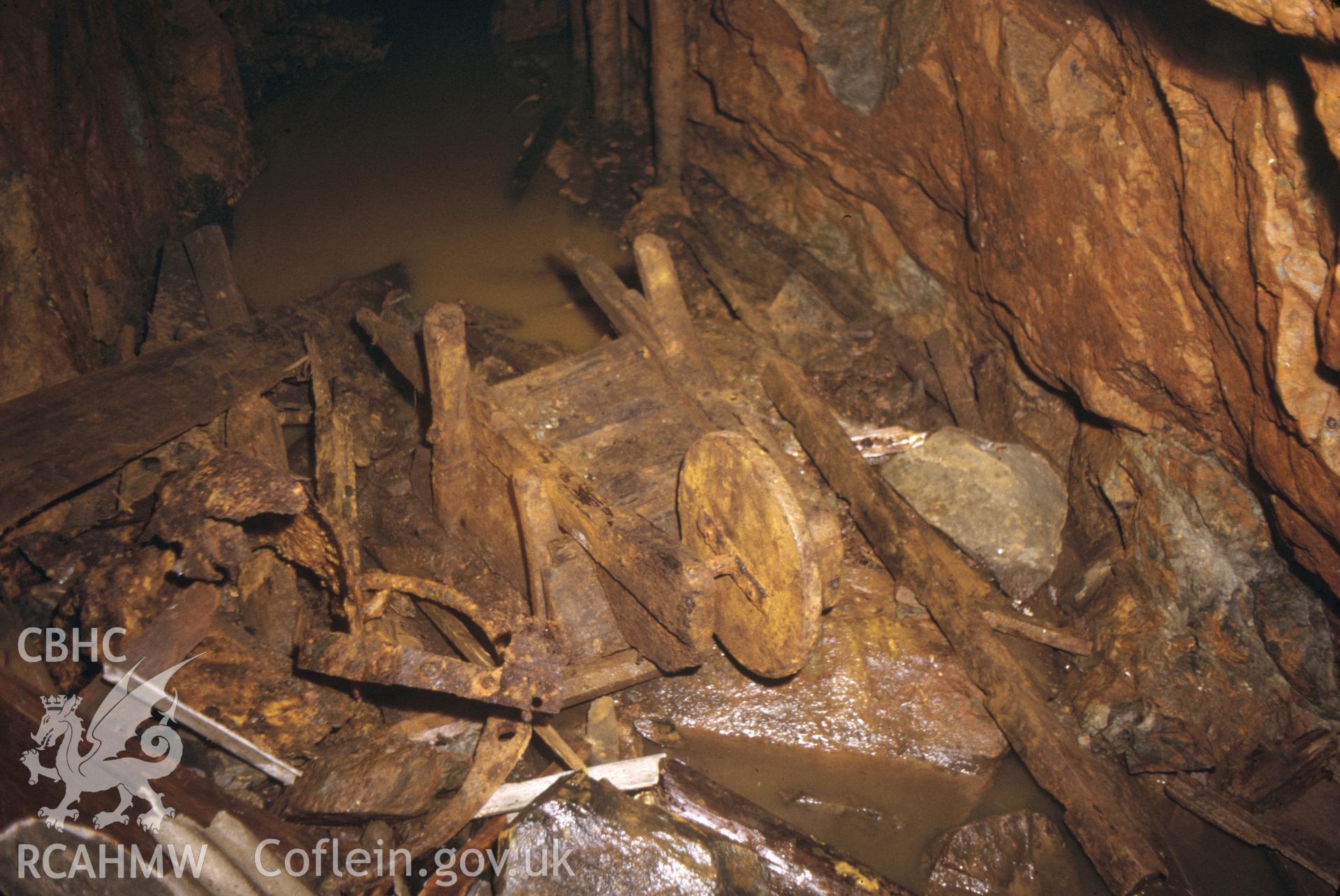 Digitized 35mm slide of Cyffty Western shaft wheelbarrow.