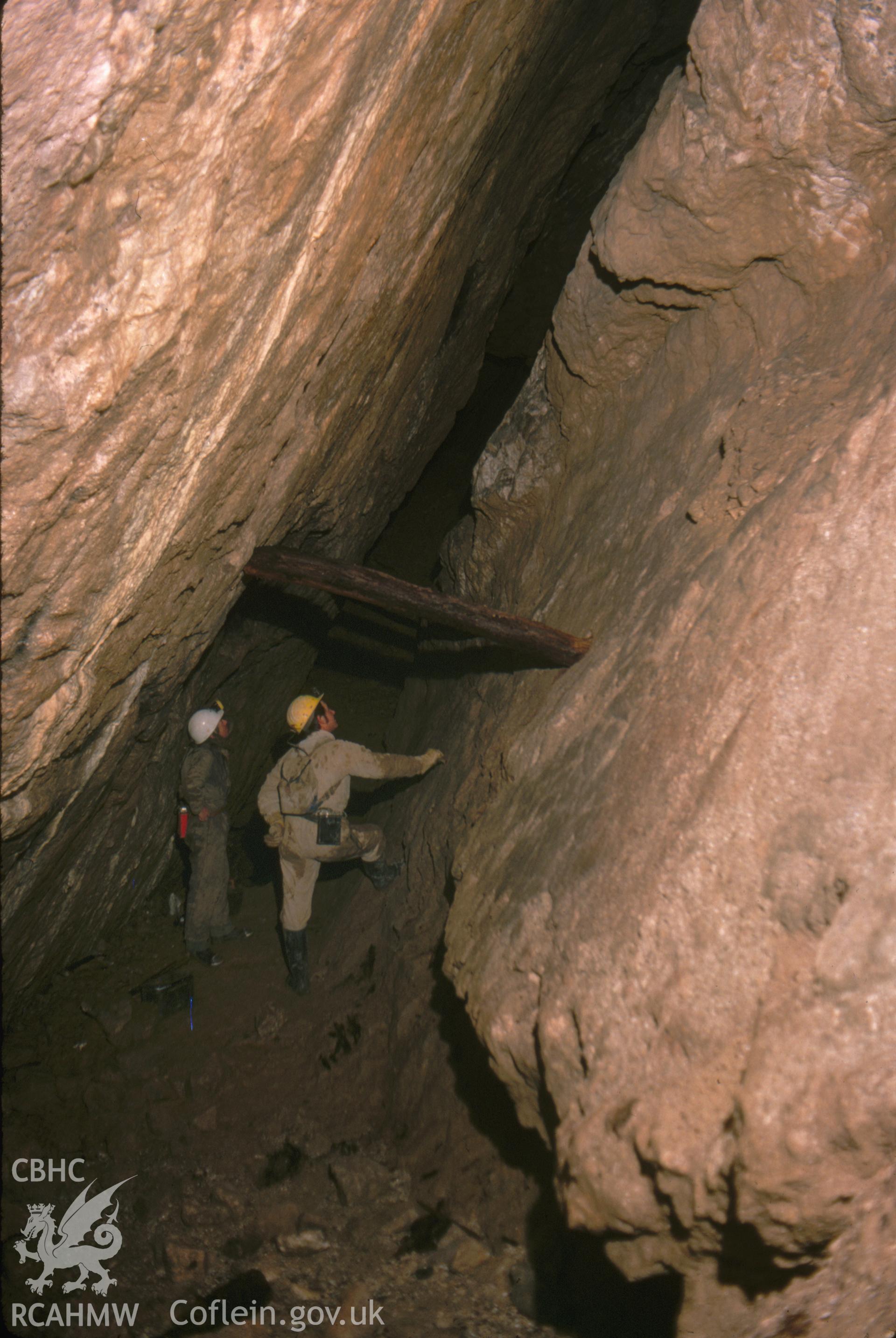 Digitized 35mm slide showing the downhill shaft workings at Maeshafn.