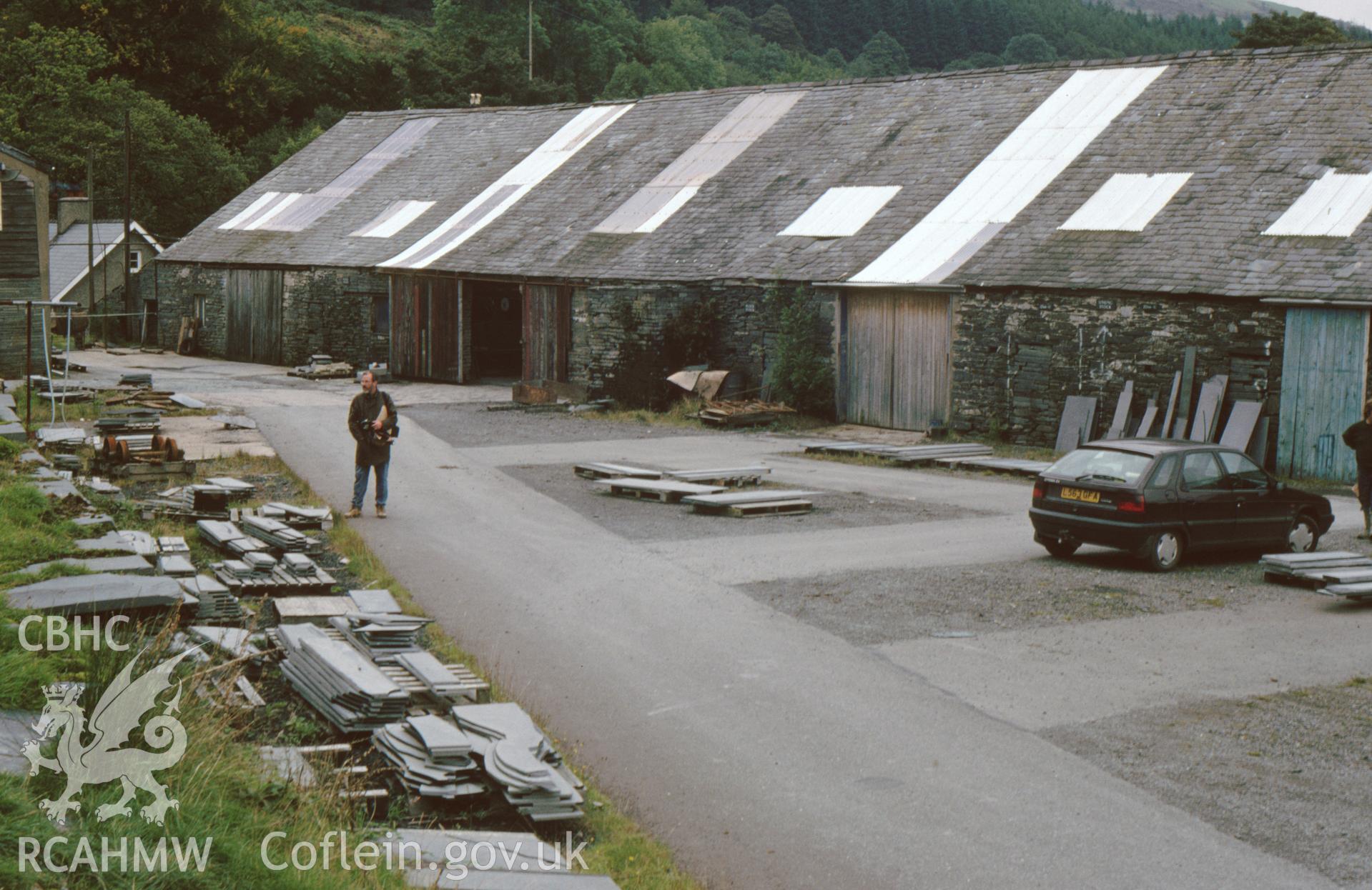 Digitized 35mm slide showing Aberllefenni slate quarries, works.