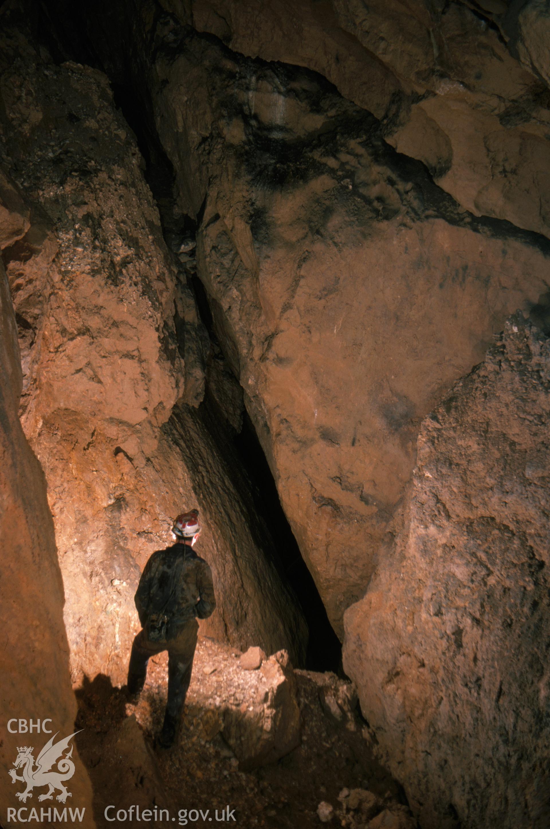Digitized 35mm slide showing the downhill shaft workings at Maeshafn.