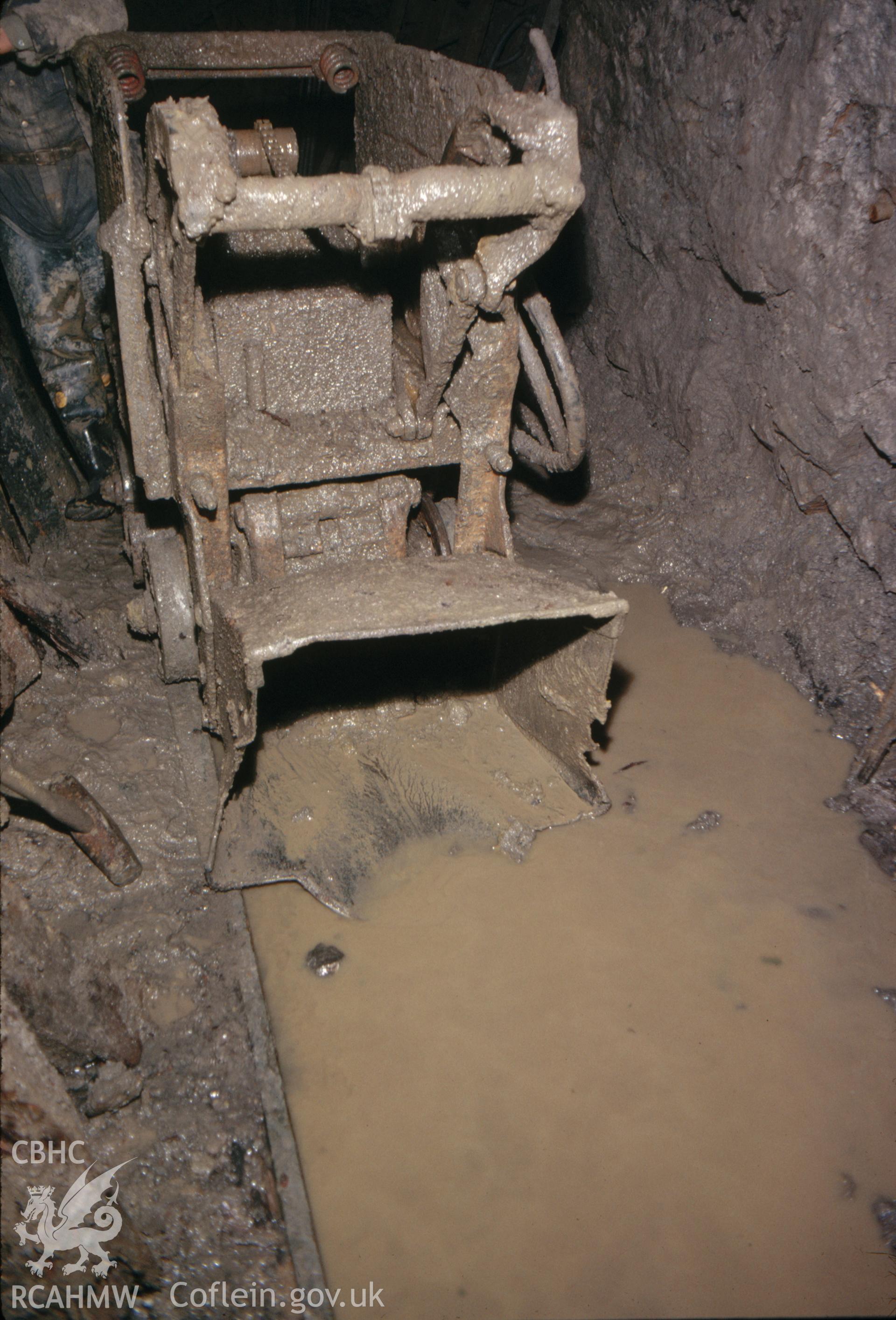 Digitized 35mm slide showing Milwr Tunnel power loader.