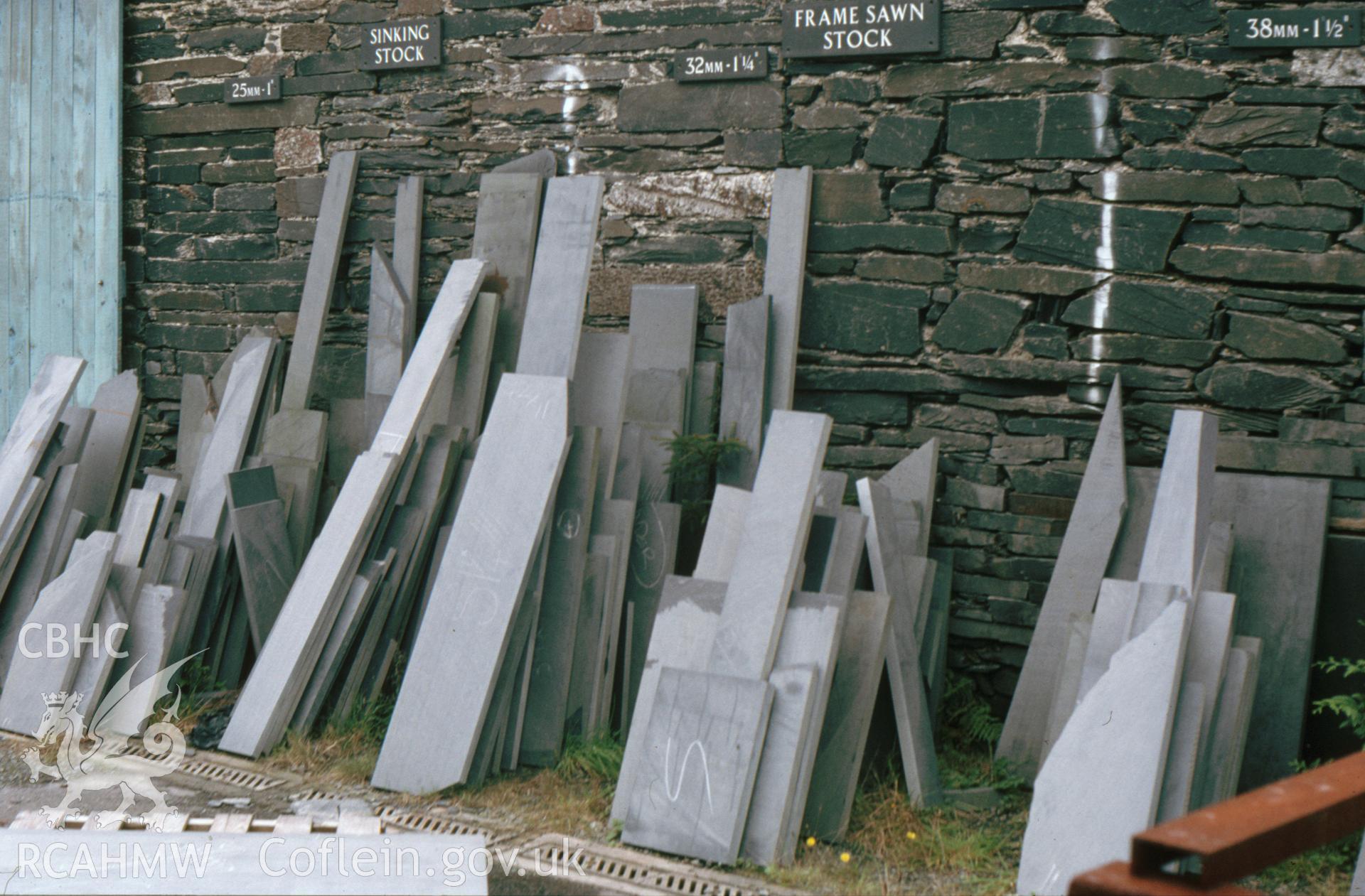 Digitized 35mm slide showing Aberllefenni slate quarries, works.