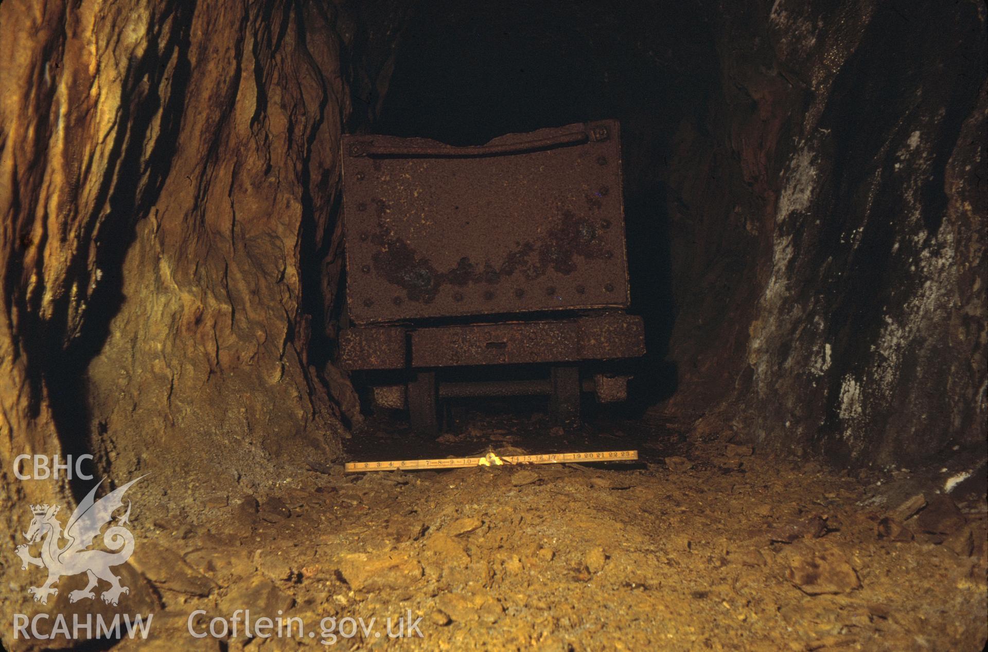 Digitized 35mm slide of Britannia Mine waggon.