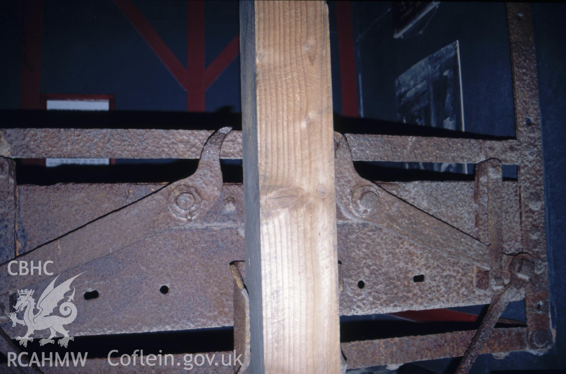 Digitized 35mm slide showing Llywernog Mining Museum, Dylife cage.